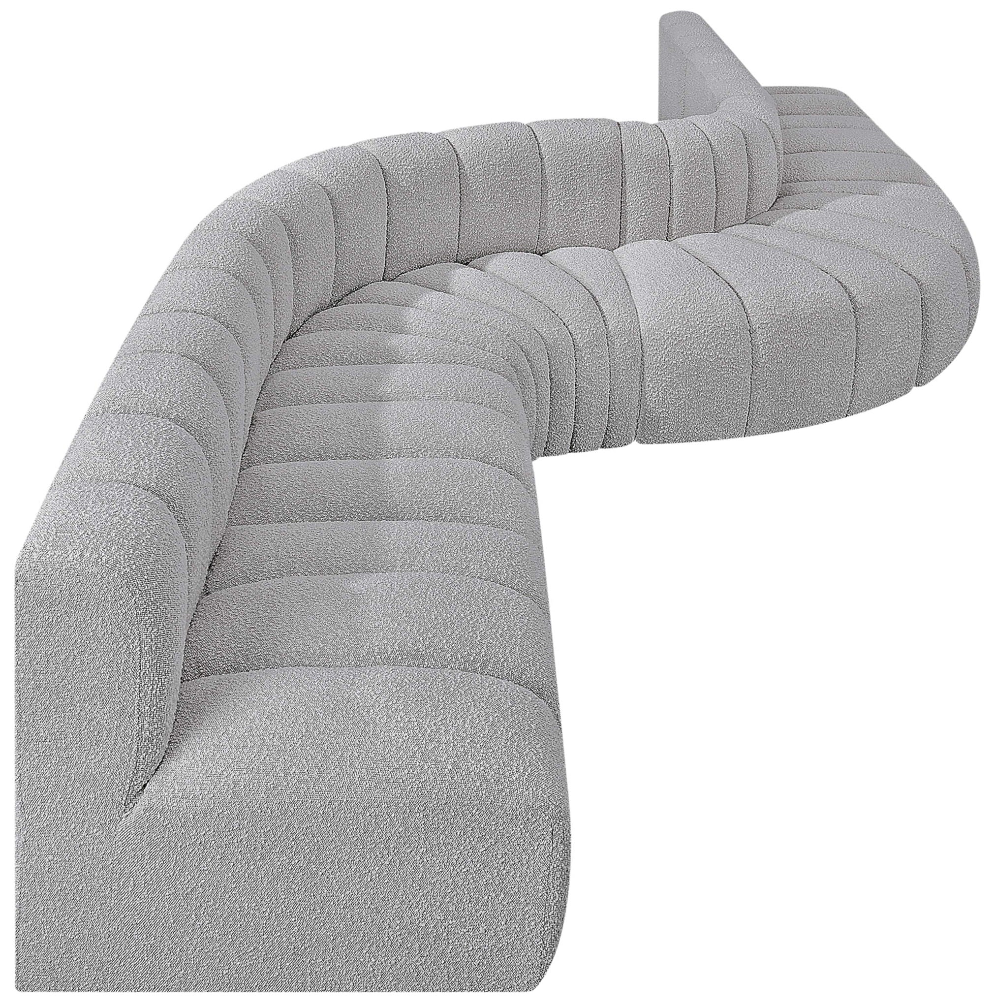 Arc - Boucle Fabric 8 Piece Curved Modular Sofa