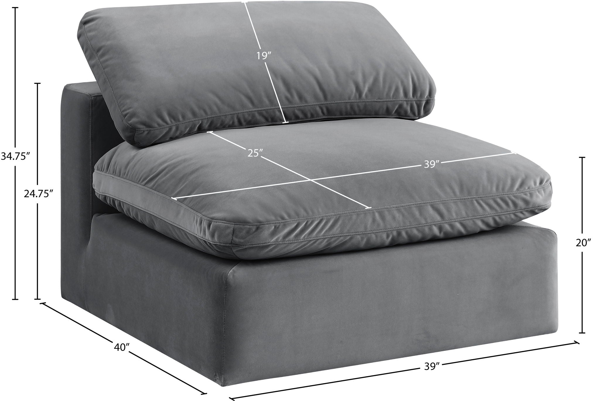 Comfy - Velvet Armless Chair