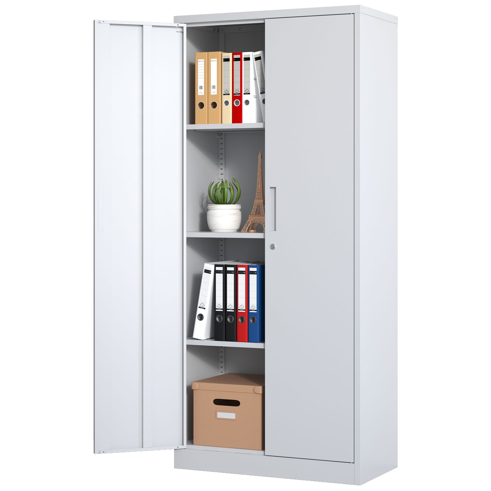 Heavy Metal Garage Storage Cabinet With Locking Doors, Steel, Adjustable Shelves