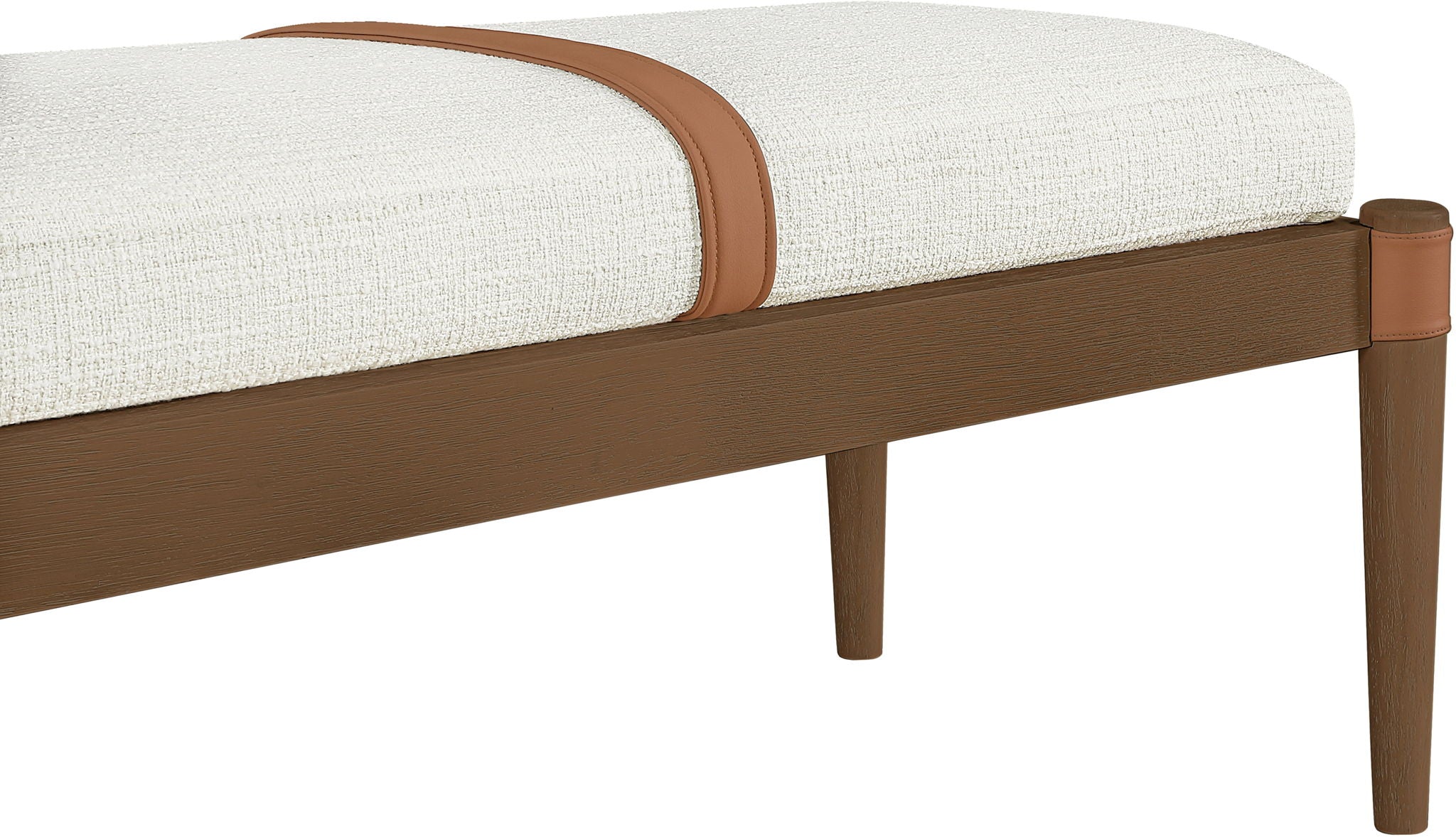 Nara - Linen Textured Fabric Upholstered Bench - Painted Brown Walnut