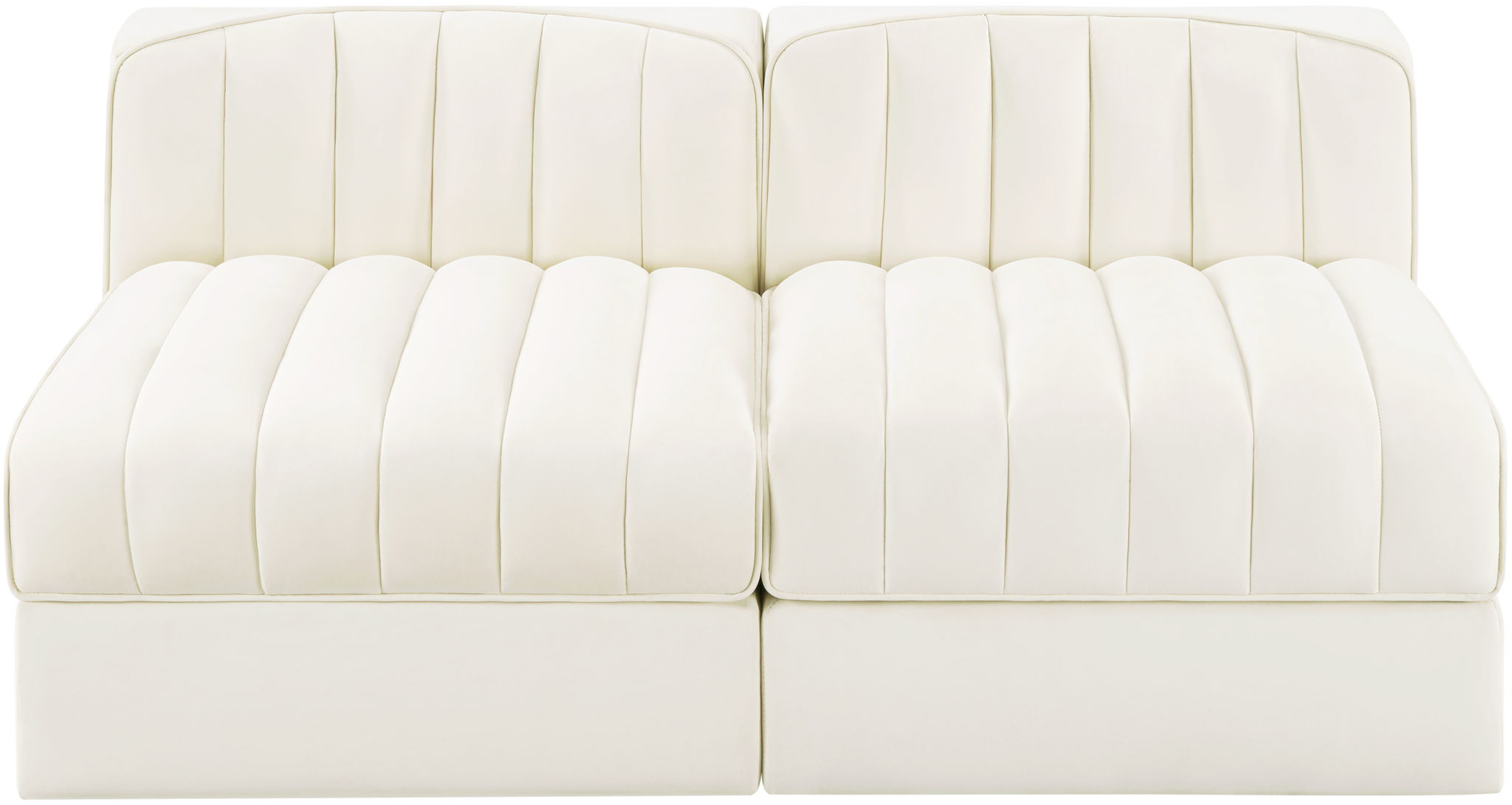 Rummi - Velvet Performance Fabric Upholstered 2 Piece Modular Armless Loveseat