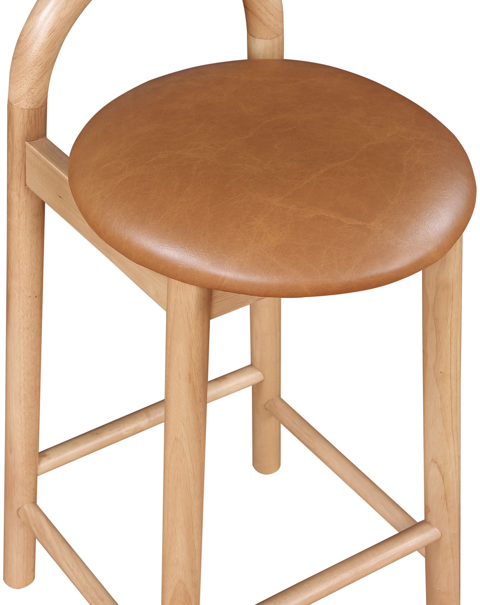 Calvin - Faux Leather Stool - Light Brown Legs
