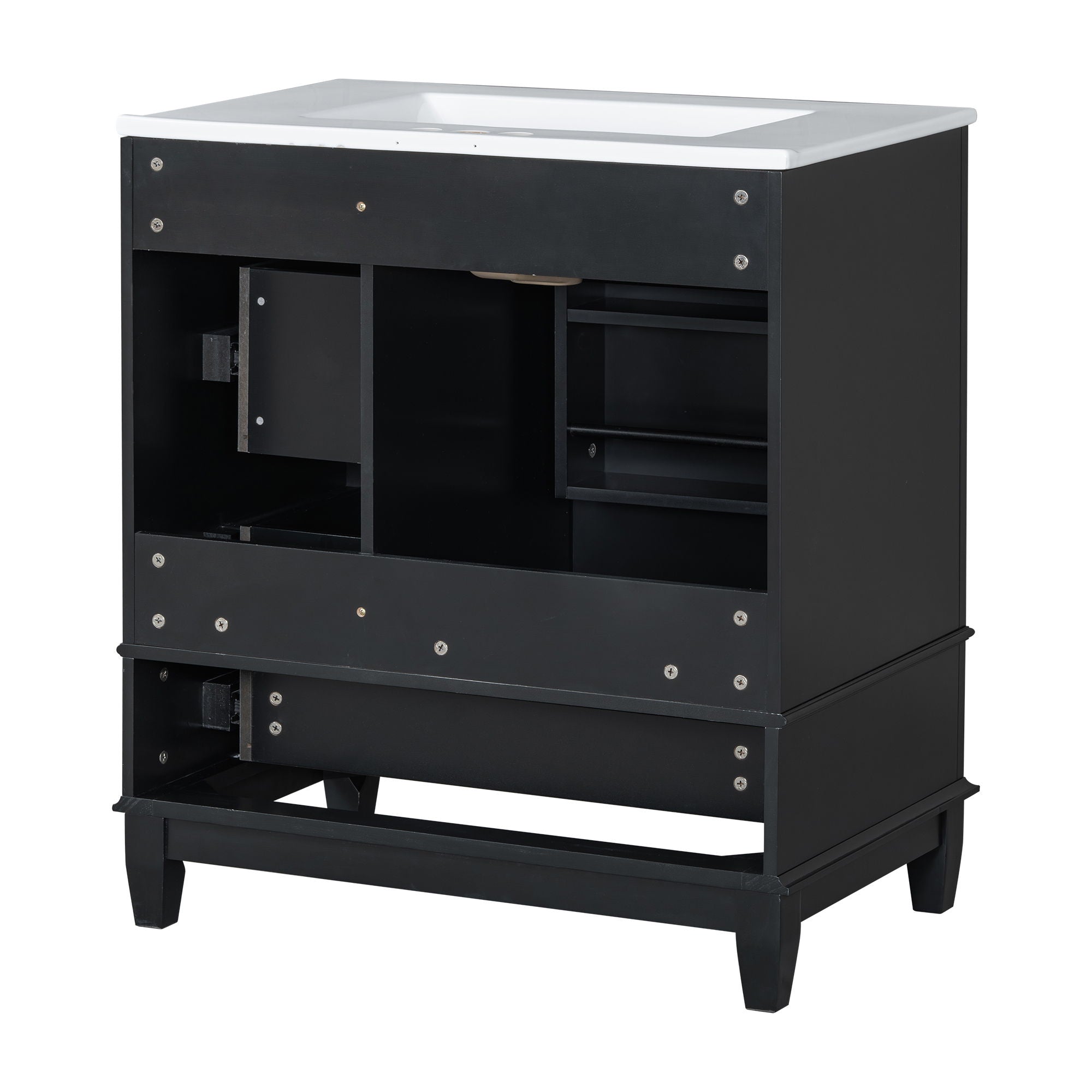 Freestanding Bathroom Vanity With Sink, Soft Close Door, 3 Drawers