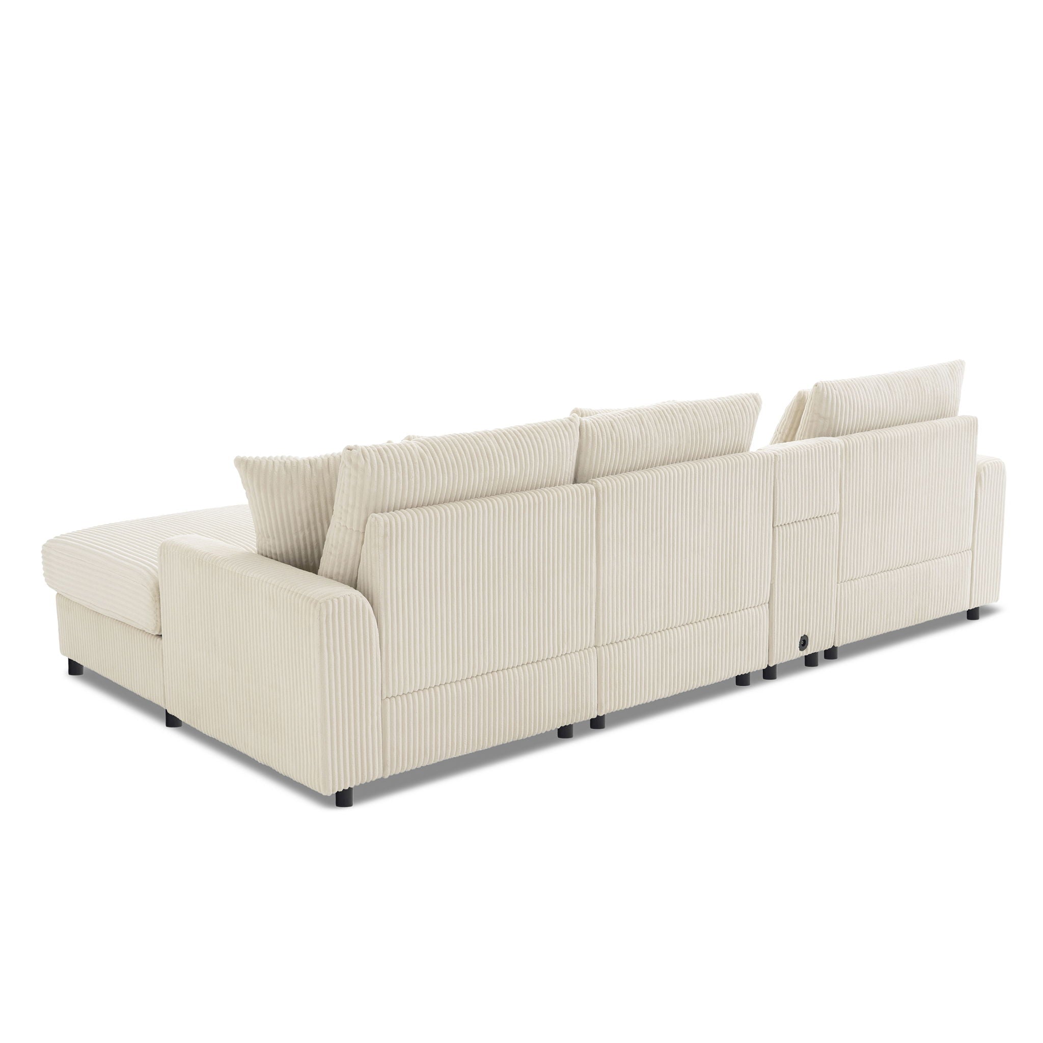 Sectional With tooth Speakers L Shaped Couch With Console USB Charger, Cup Holders Storage Ottoman Deep And Wide Seat Cloud Sofa