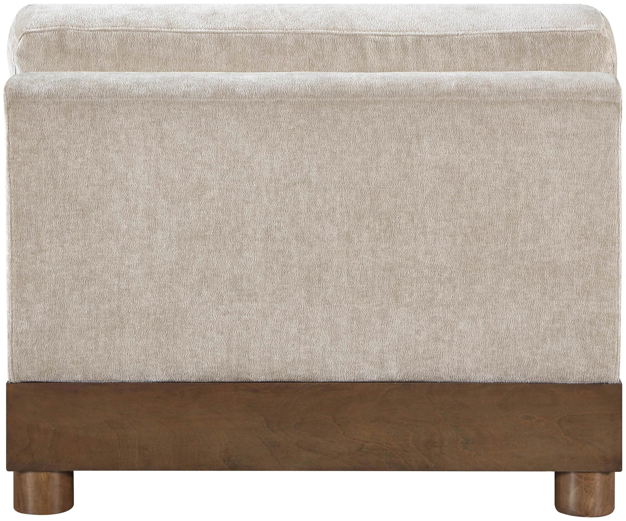 Turin - Chenille Fabric Upholstered Modular Armless Chair - Taupe / Brown Walnut