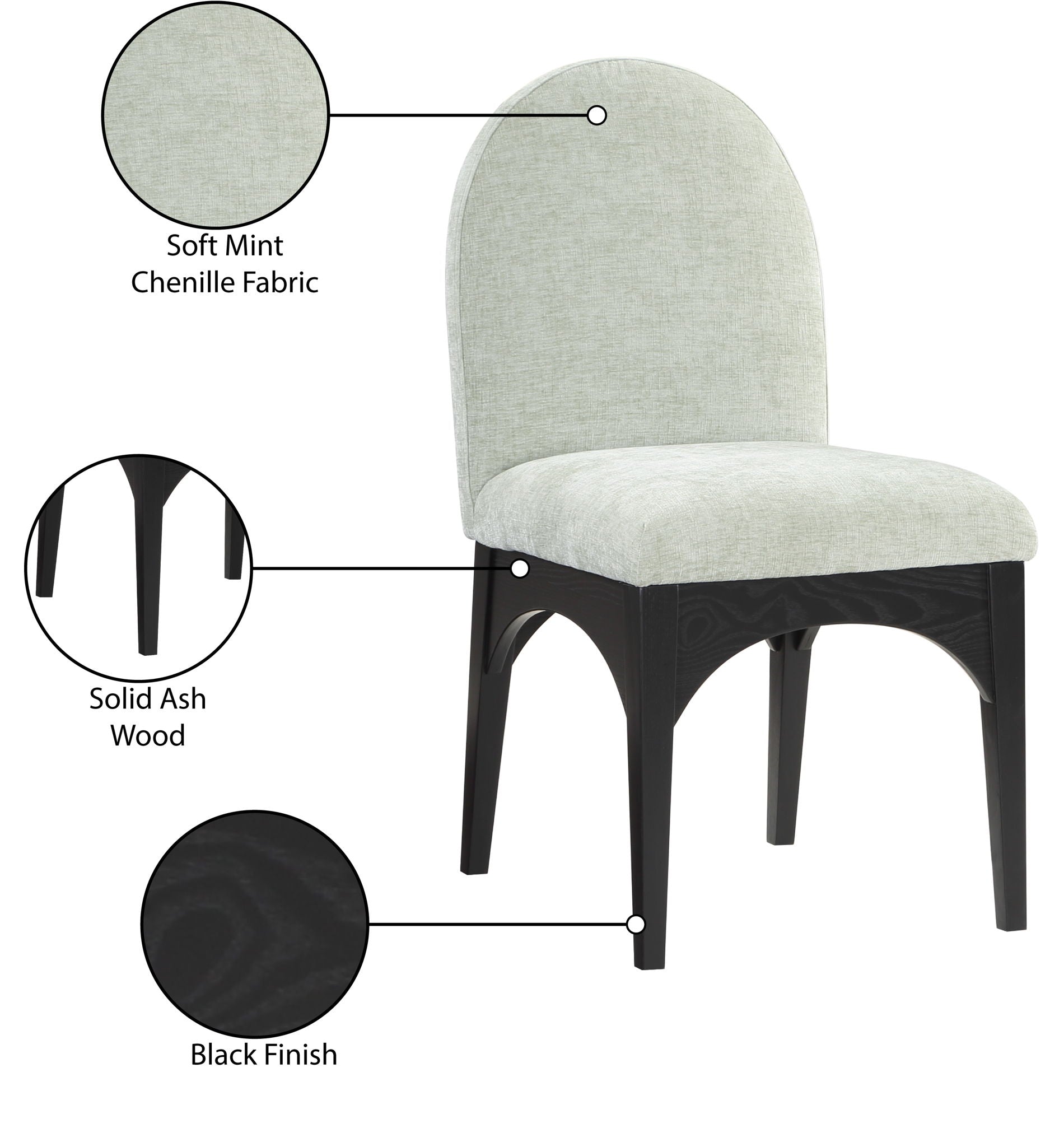 Waldorf - Chenille Dining Side Chair With Black Legs