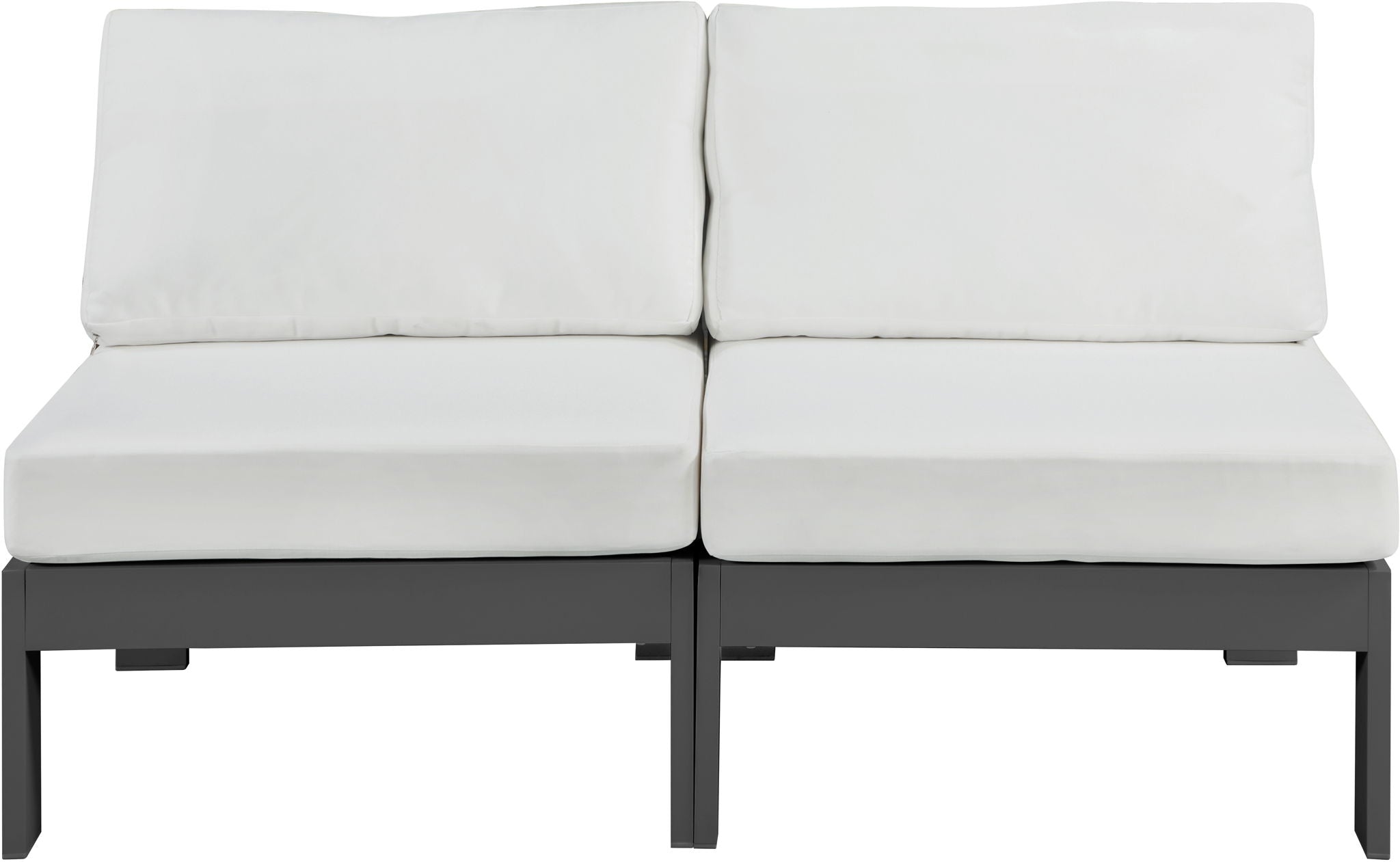 Nizuc - Outdoor Patio 2 Seat Armless Modular Sofa With Gray Frame