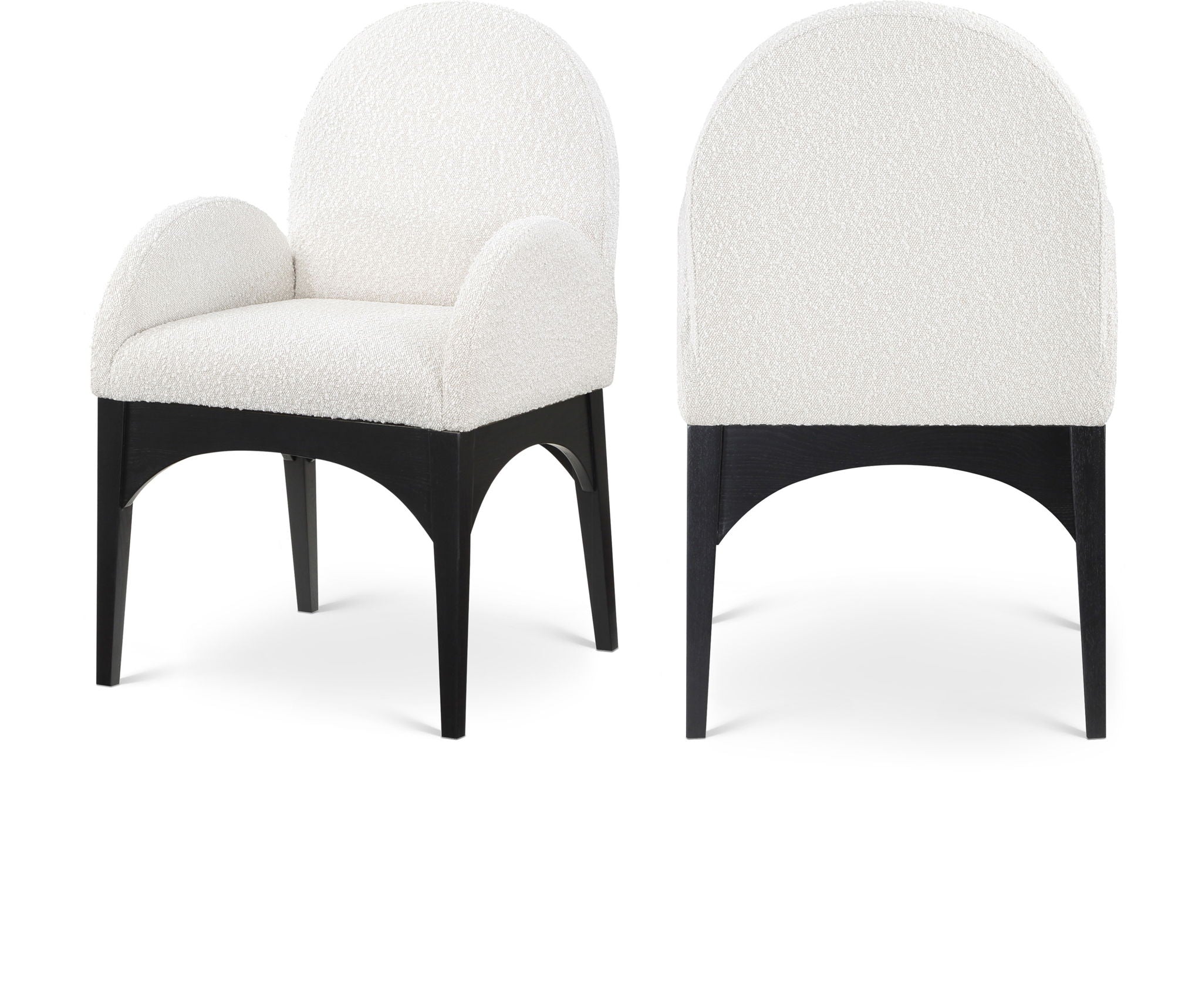 Waldorf - Boucle Dining Arm Chair With Black Legs