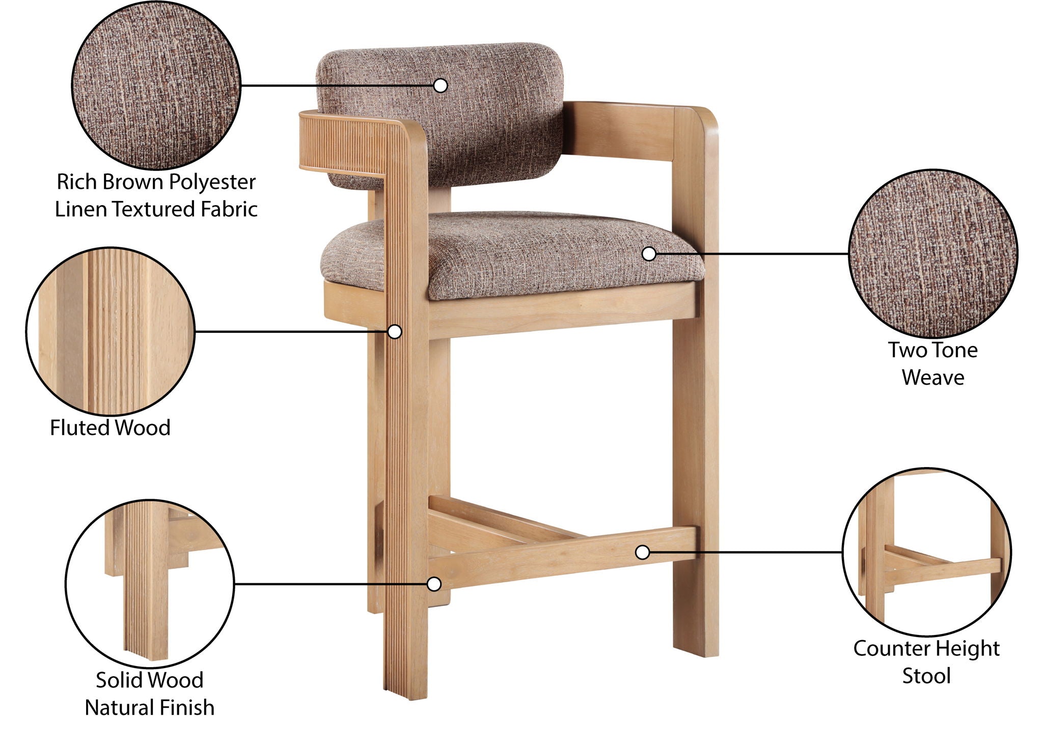 Sacha - Linen Stool With Natural Base