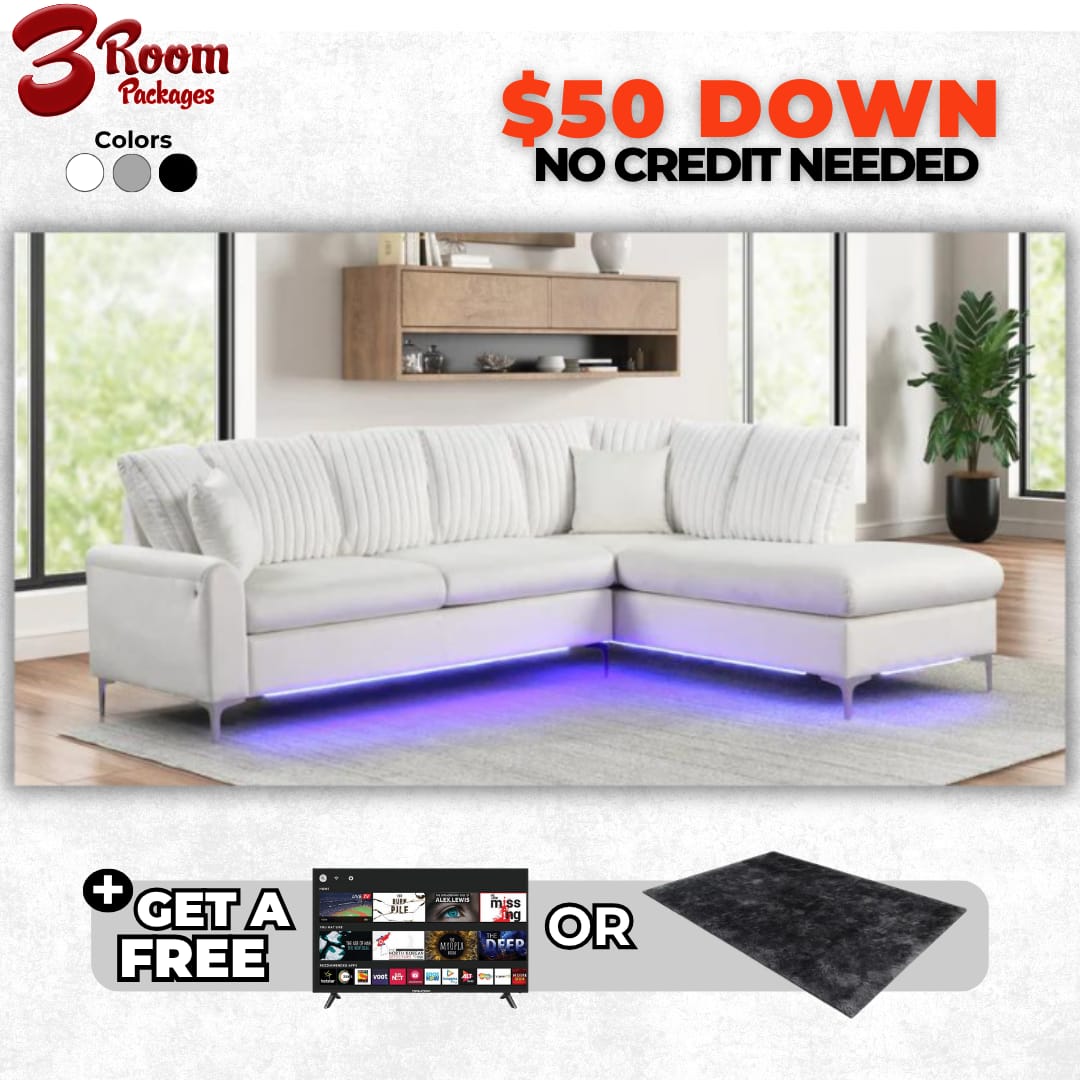 Candy Sectional with LED Lights – FREE TV or Area Rug!