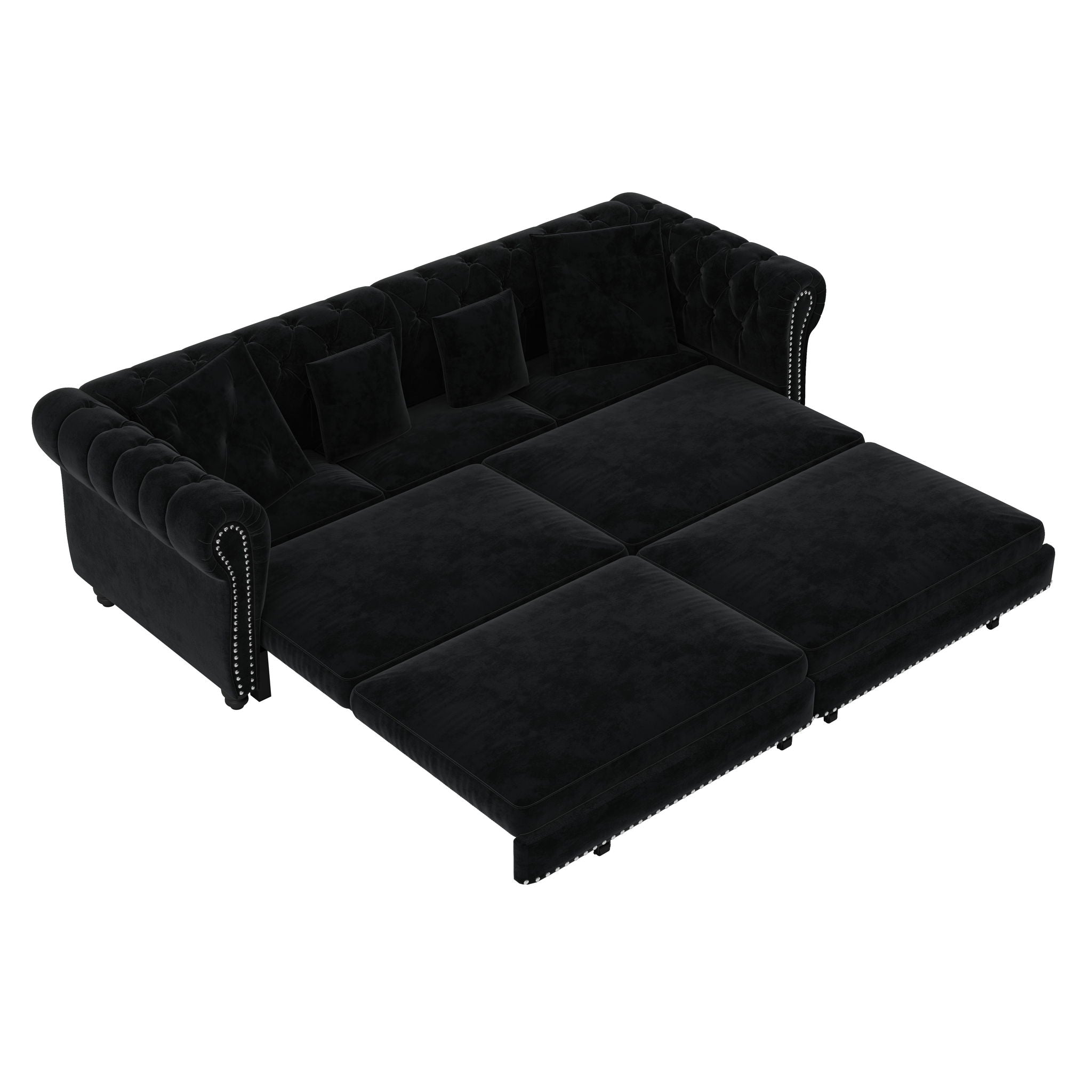 3 In 1 Convertible Sleeper Sofa Bed With Movable Ottoman