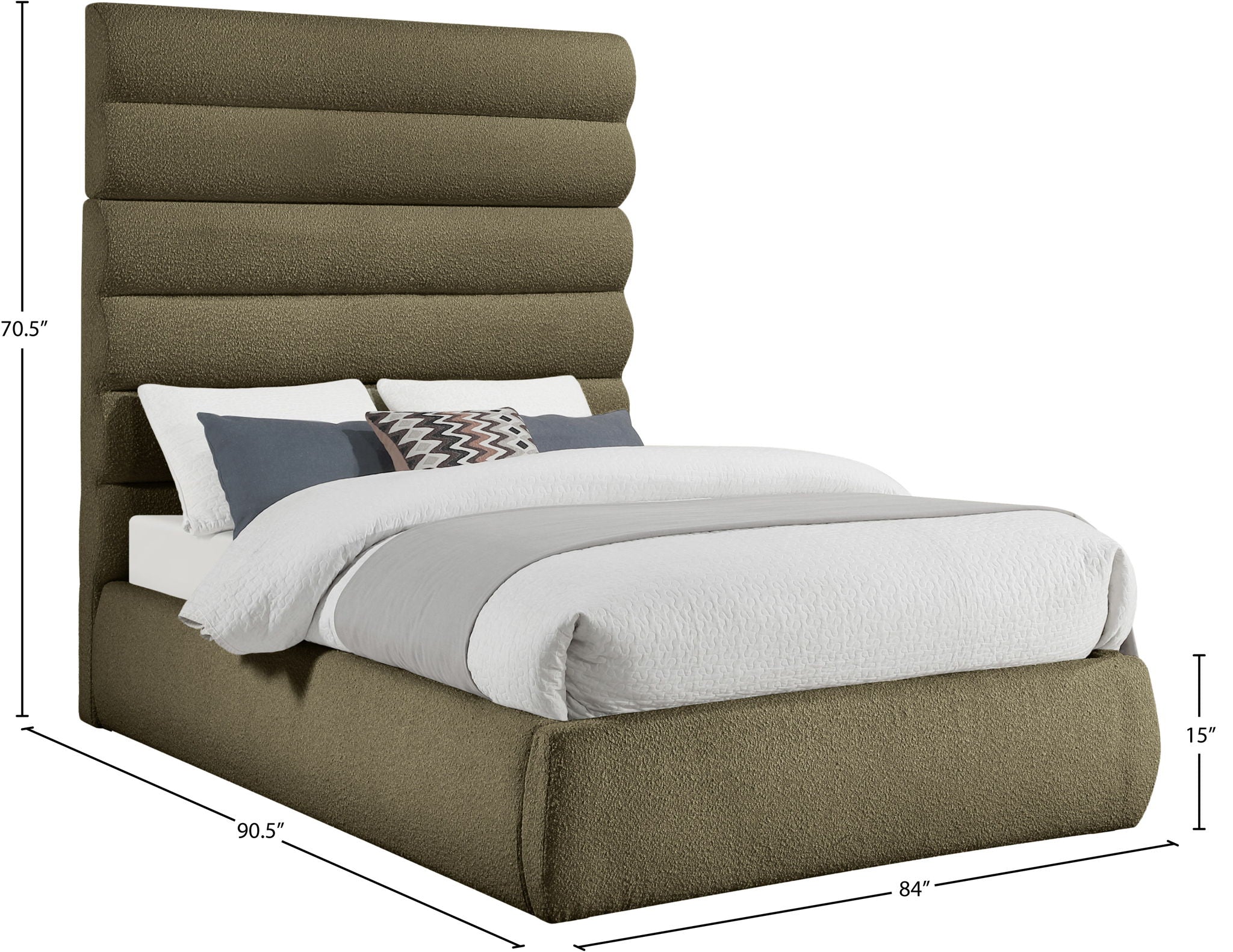 Adam - Boucle Fabric Bed With 70.5" Headboard