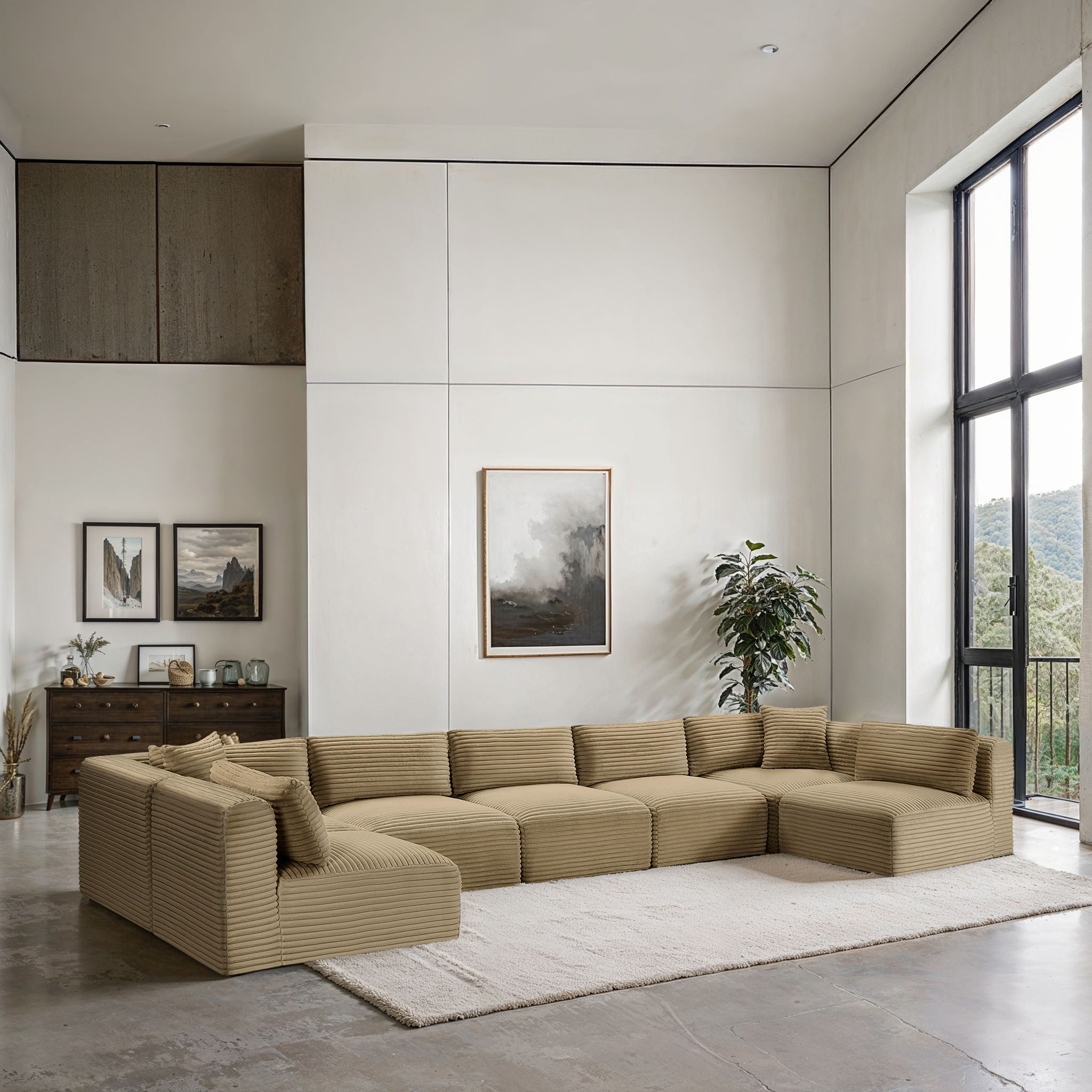 Shaggy - 7 Piece Modular U-Shaped Armless Sectional