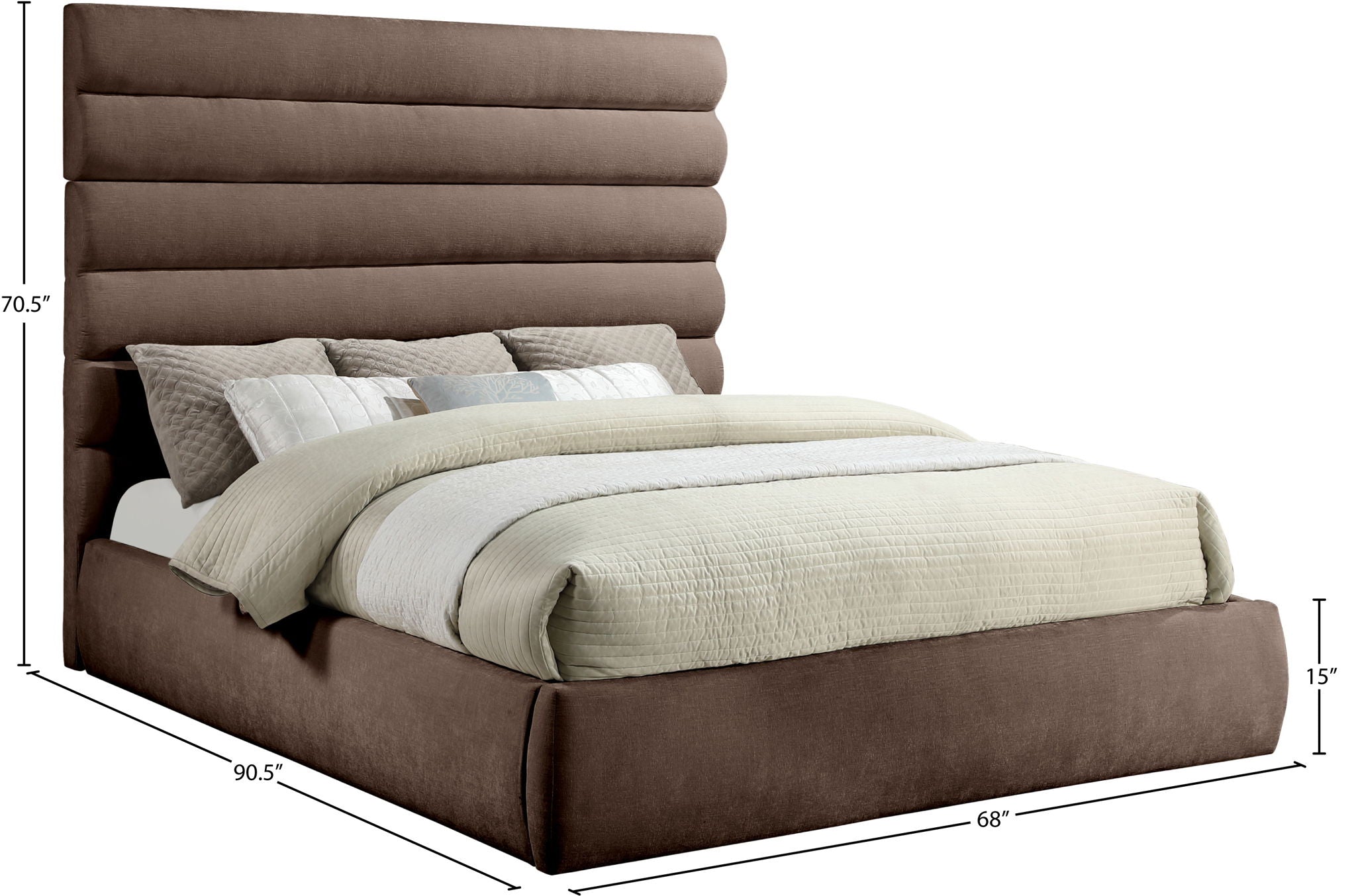 Adam - Chenille Fabric Bed With 70.5" Headboard