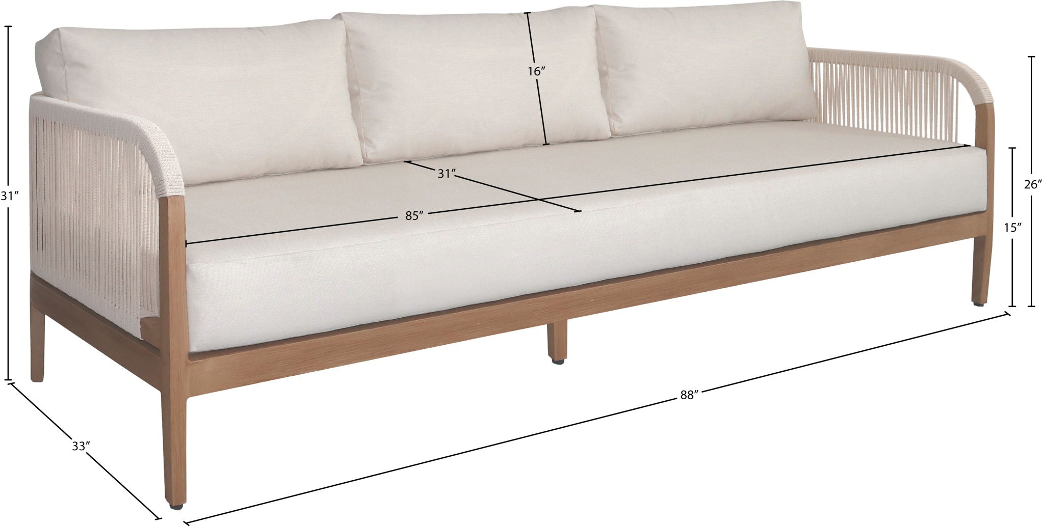 Maui - Water Resistant Outdoor Patio Sofa