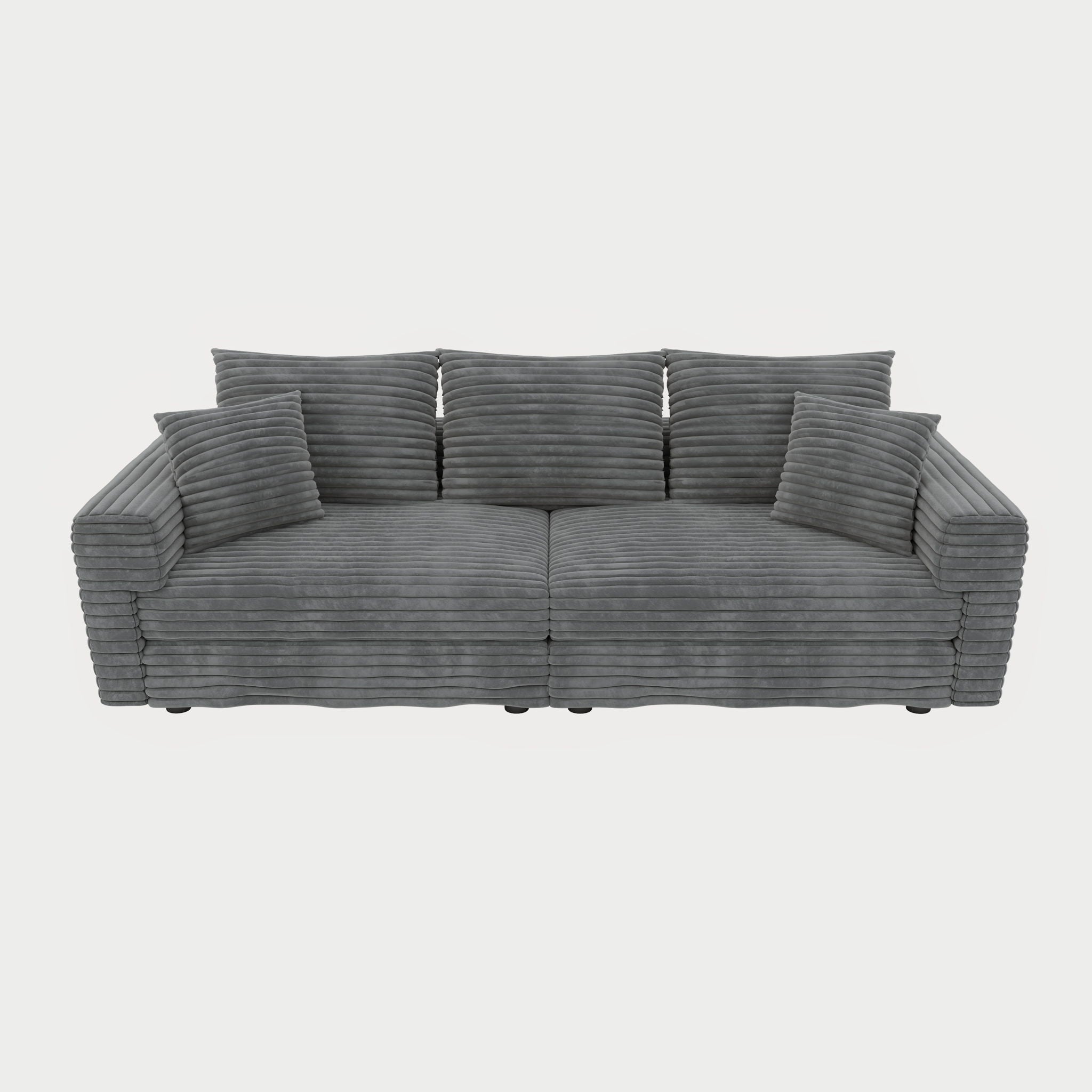 Convertible Deep Seat Sofa With Soft Pillows And Ottomans