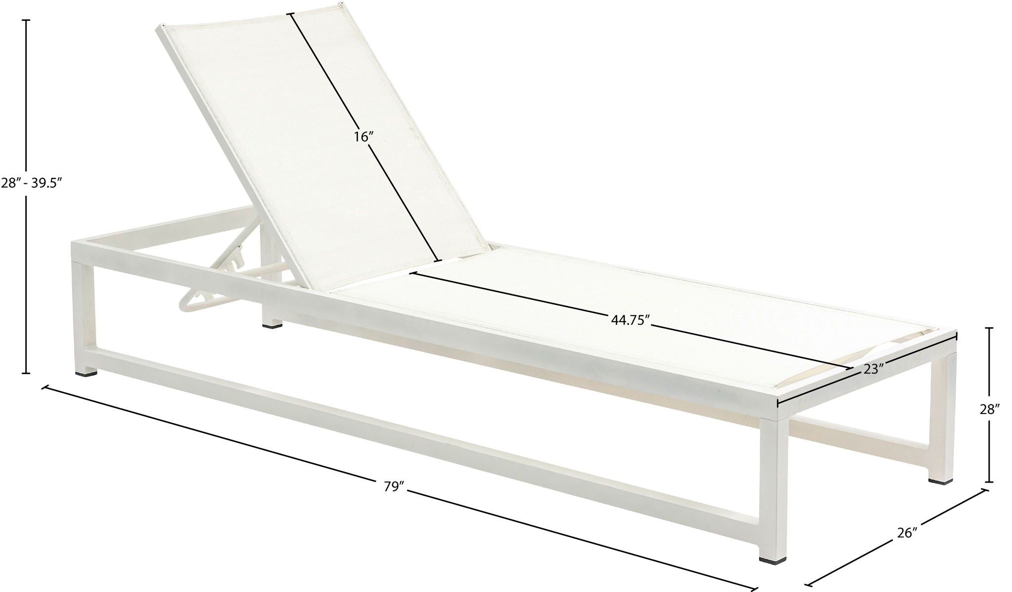 Maldives - Water Resistant Outdoor Patio Adjustable Sun Chaise Lounge Chair With White Base