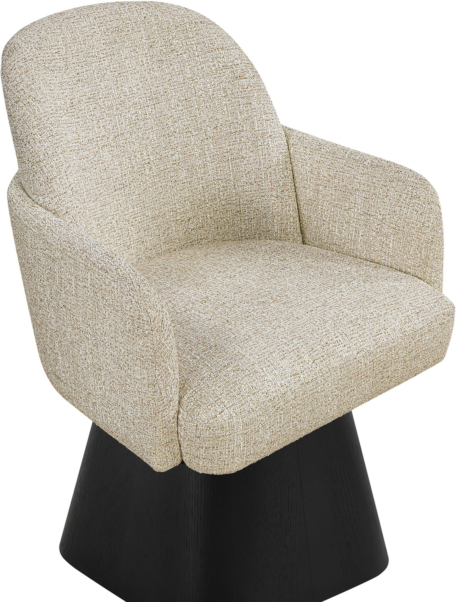 Marlowe - Linen Textured Fabric Upholstered Swivel Dining Arm Chair - Stained Black