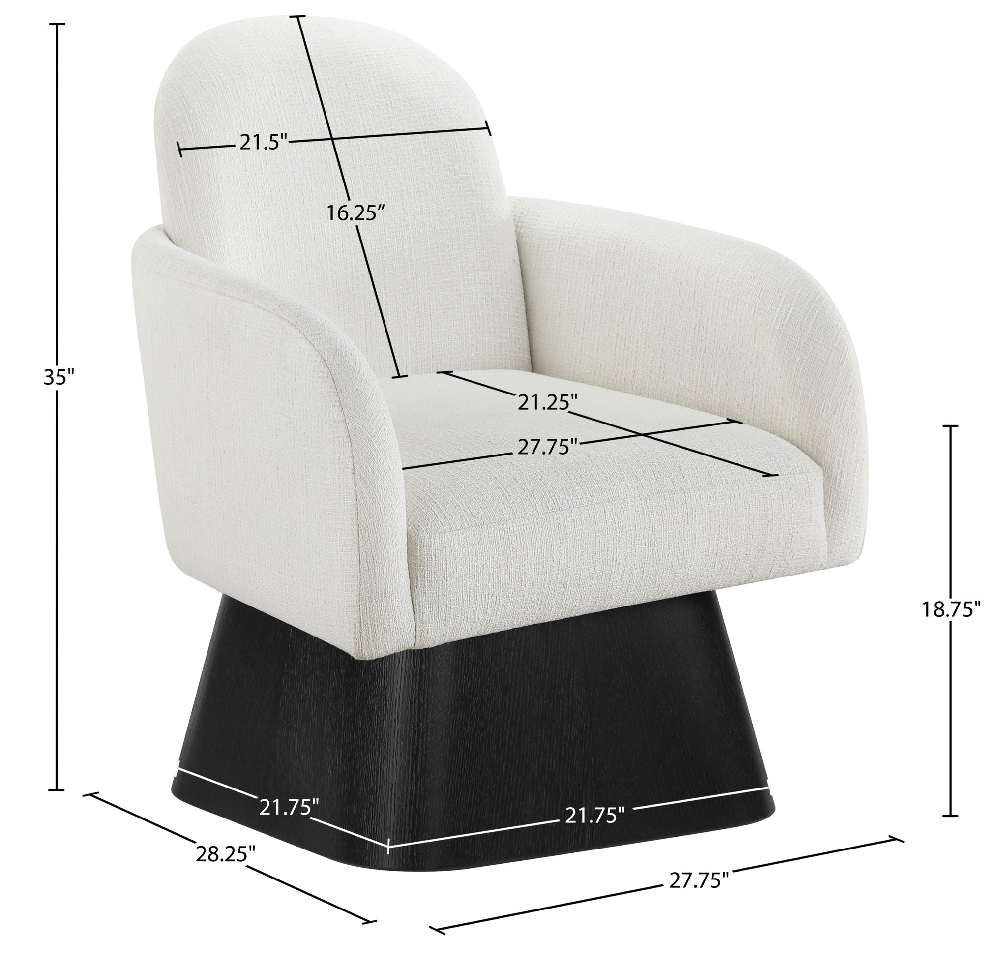 Marlowe - Linen Textured Fabric Upholstered Swivel Accent Chair - Stained Black