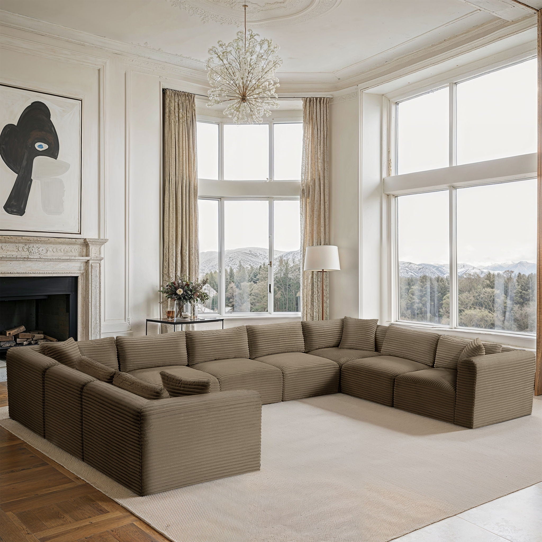 Shaggy - Fabric 9 Piece Modular U-Shaped Sectional