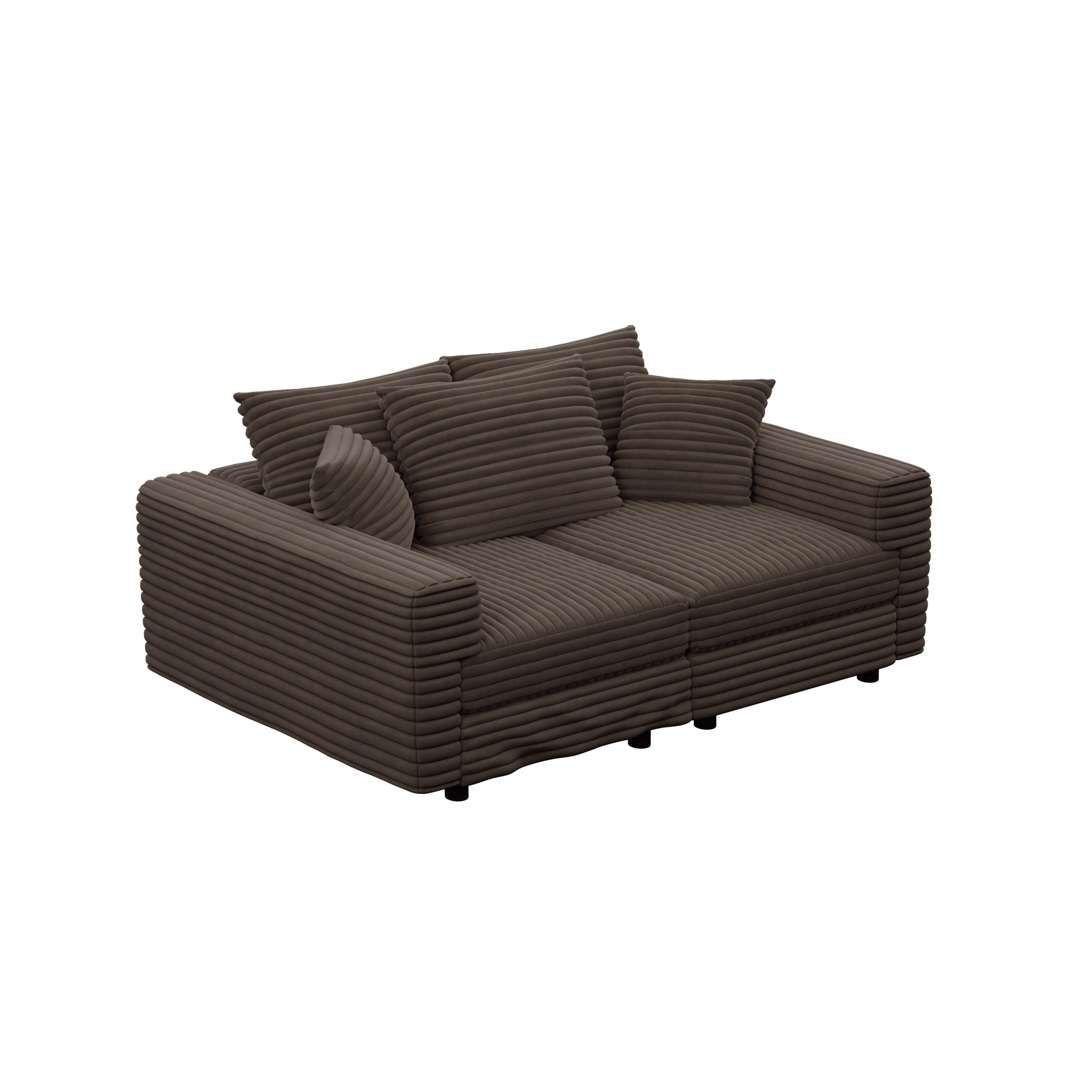 Deep Seat Convertible Sofa With Soft Pillows And Ottomans