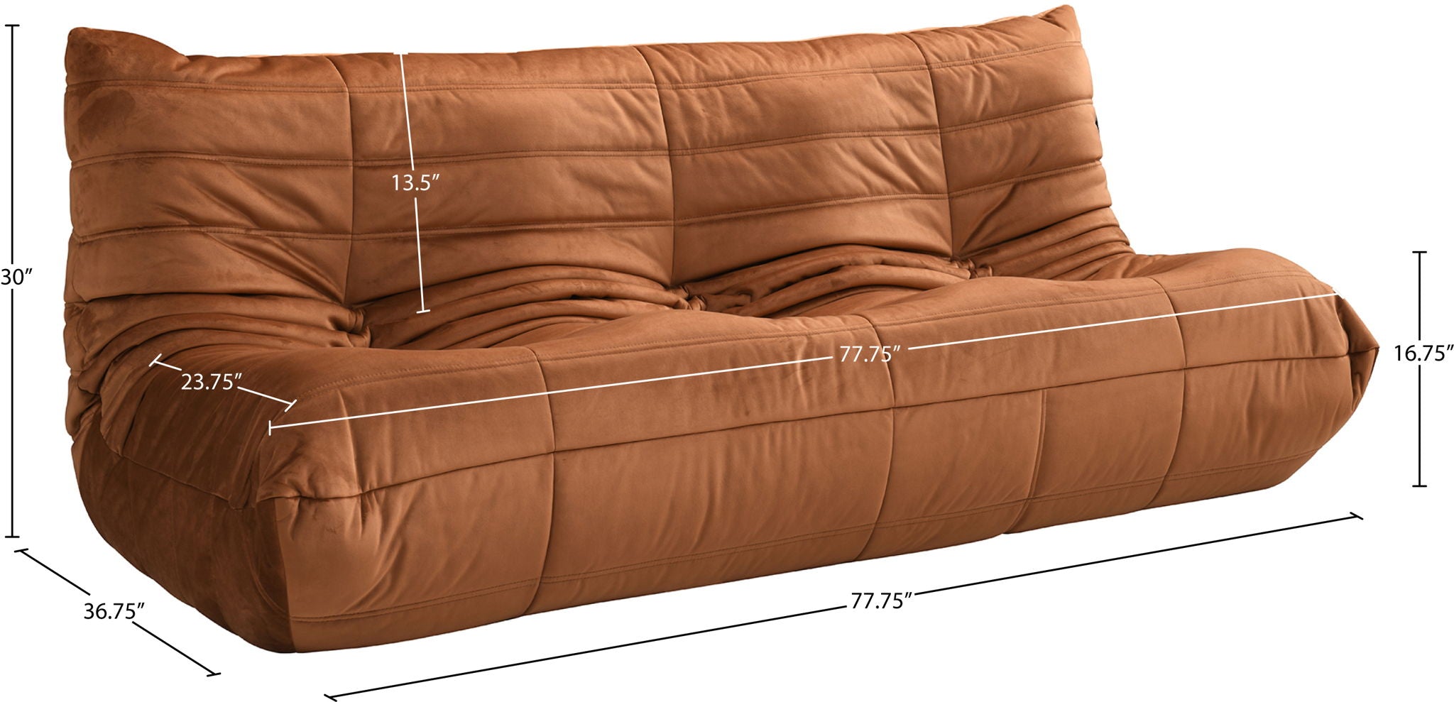 Relax - Velvet 77.75" Upholstered Sofa
