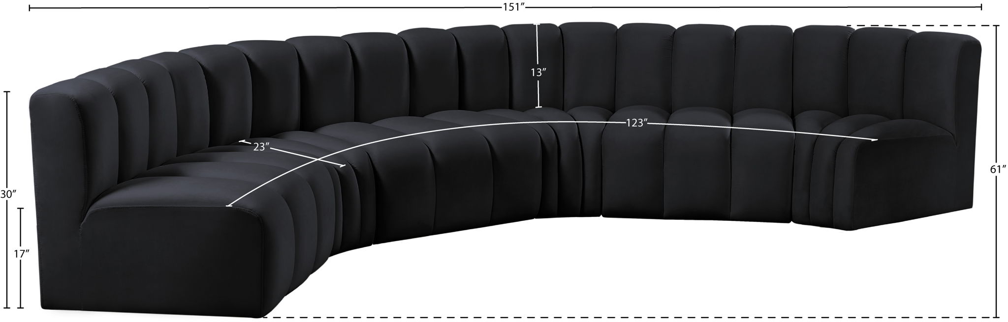 Arc - Velvet 6 Piece U-Shaped Modular Sofa