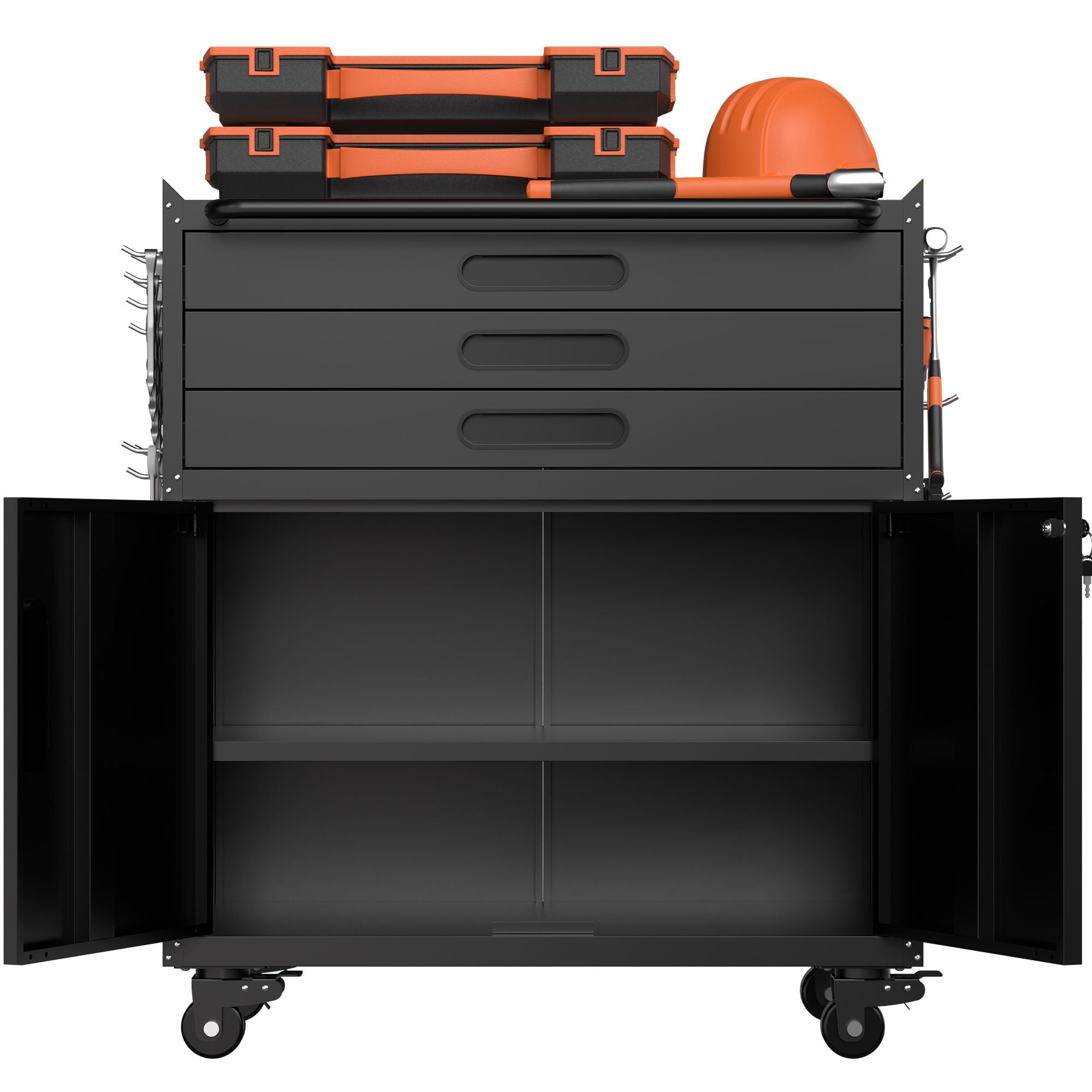 Rolling Tool Cabinet Heavy Duty Garage Storage With Lockable Doors