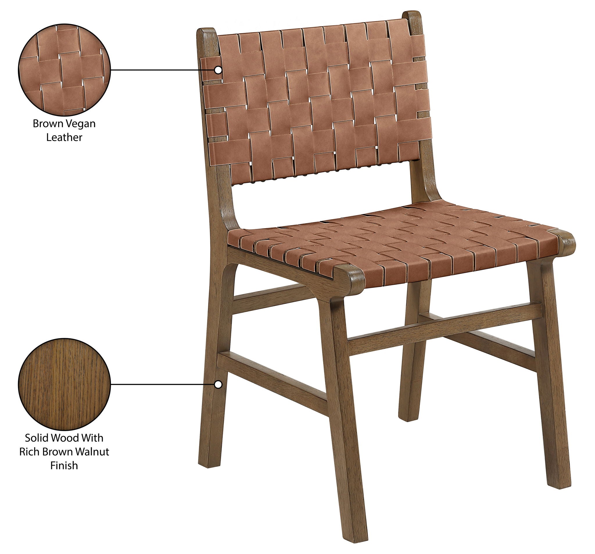 Entwine - Vegan Leather Upholstered Dining Chair - Painted Brown