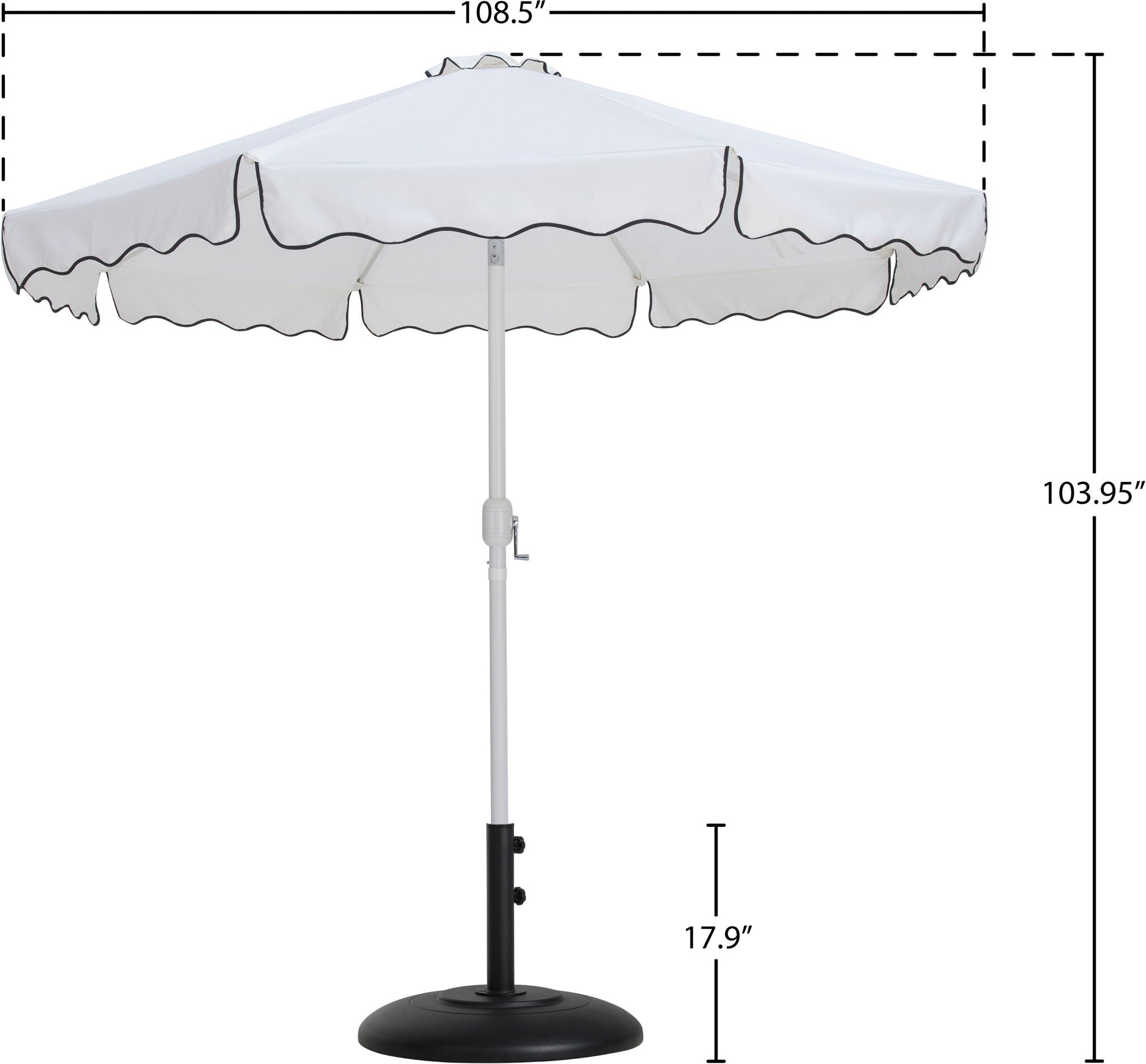Amalfi - Patio Umbrella - Black Base / White Pole