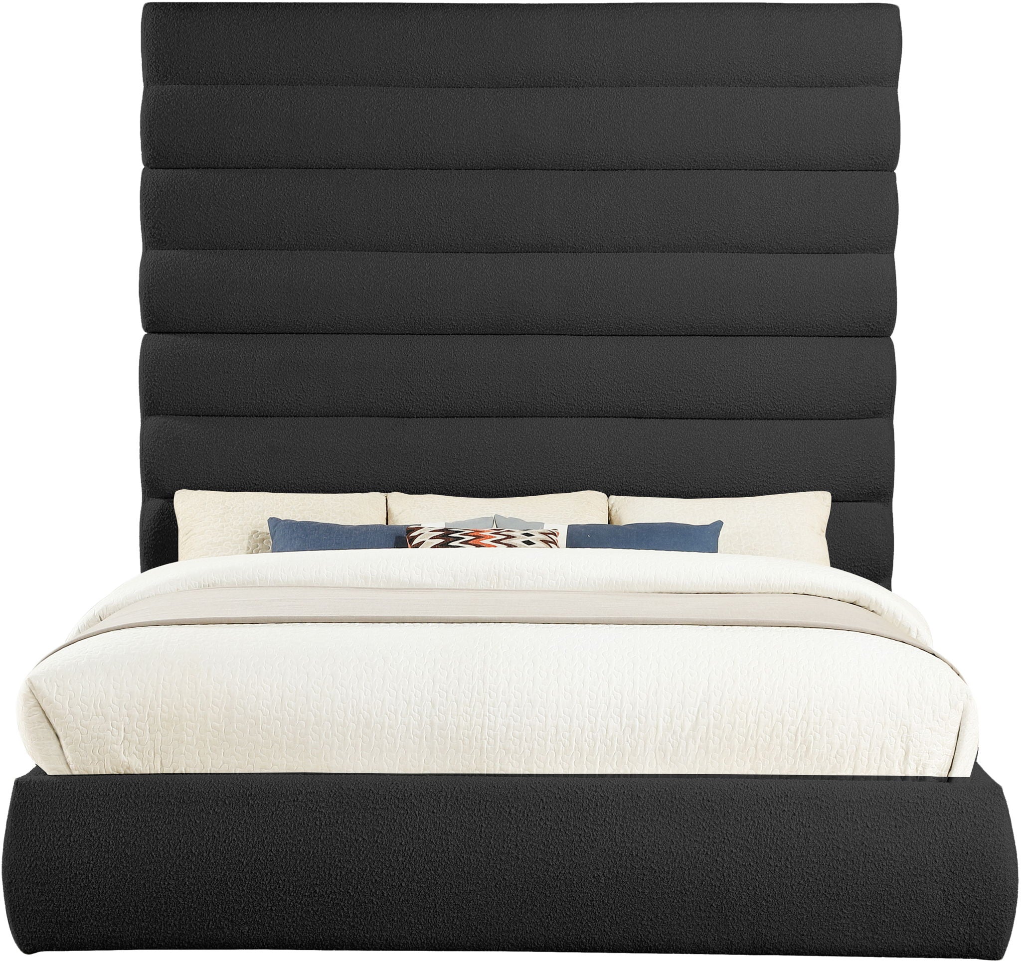 Adam - Boucle Fabric Bed With 89" Headboard
