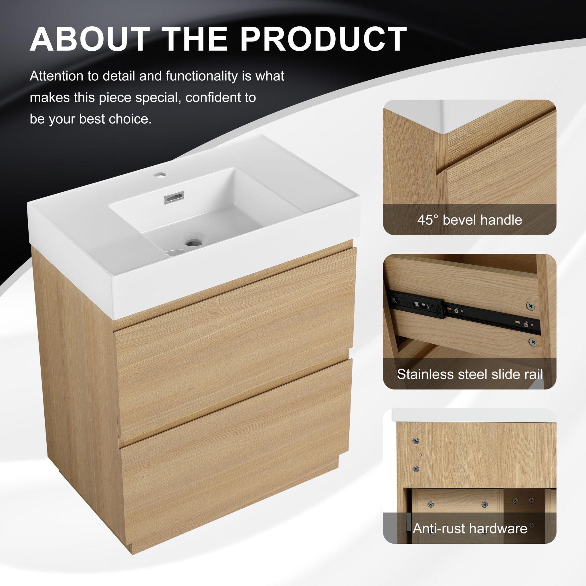 Modern Freestanding Bathroom Vanities With Single Sink Combo