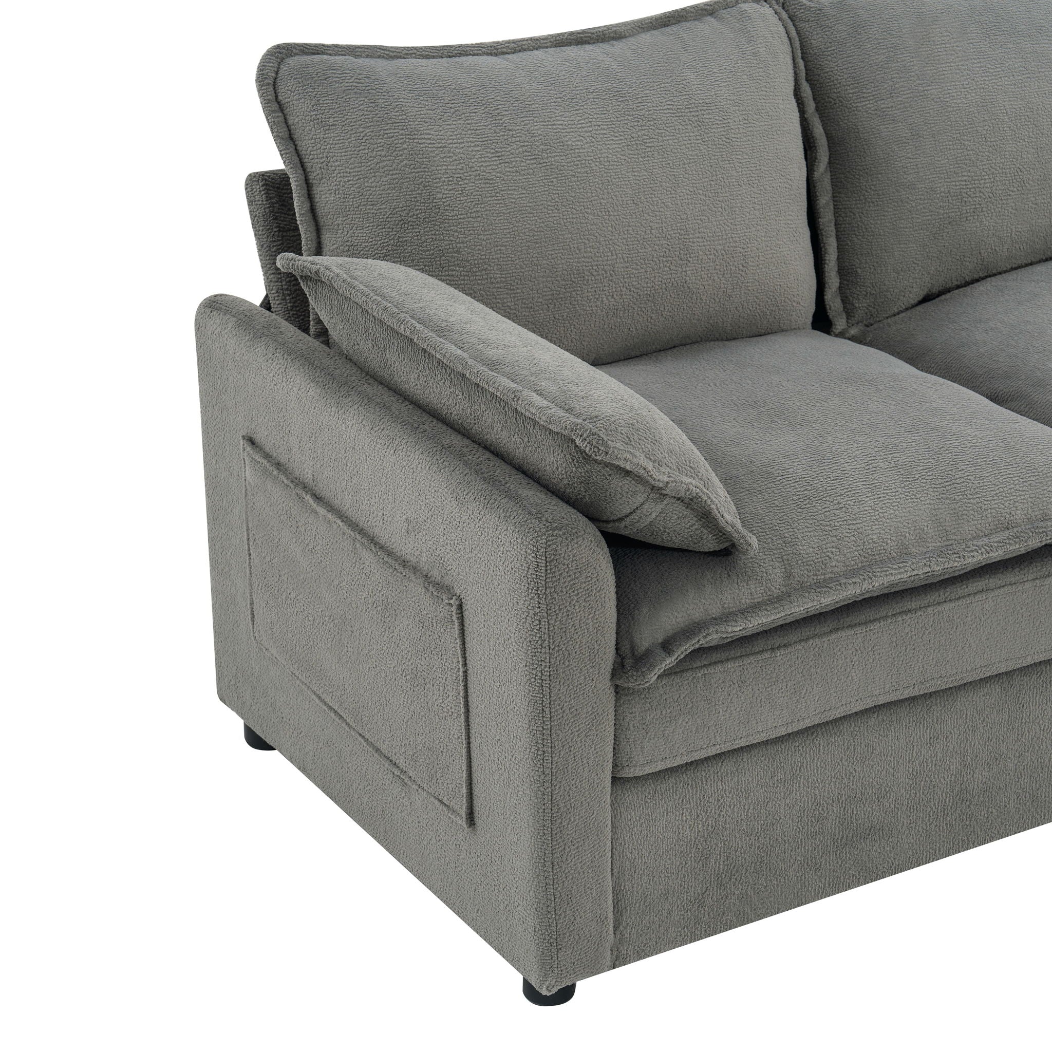 Modern 3 Seater Sofa With Side Storage Pockets For Living Room