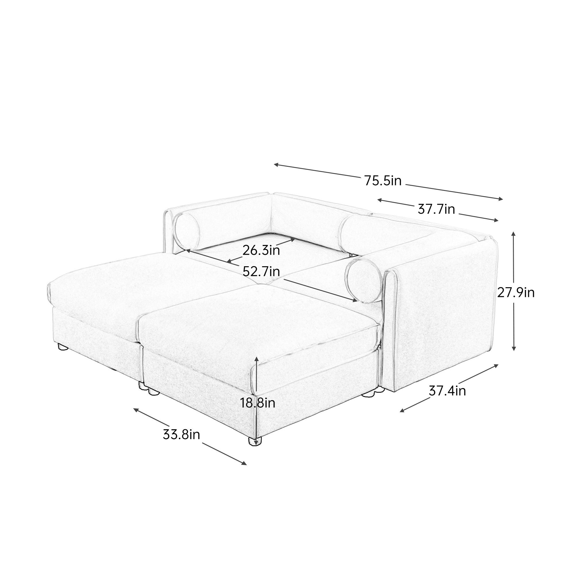 Contemporary Elegant Sofa With Storage And Ottoman