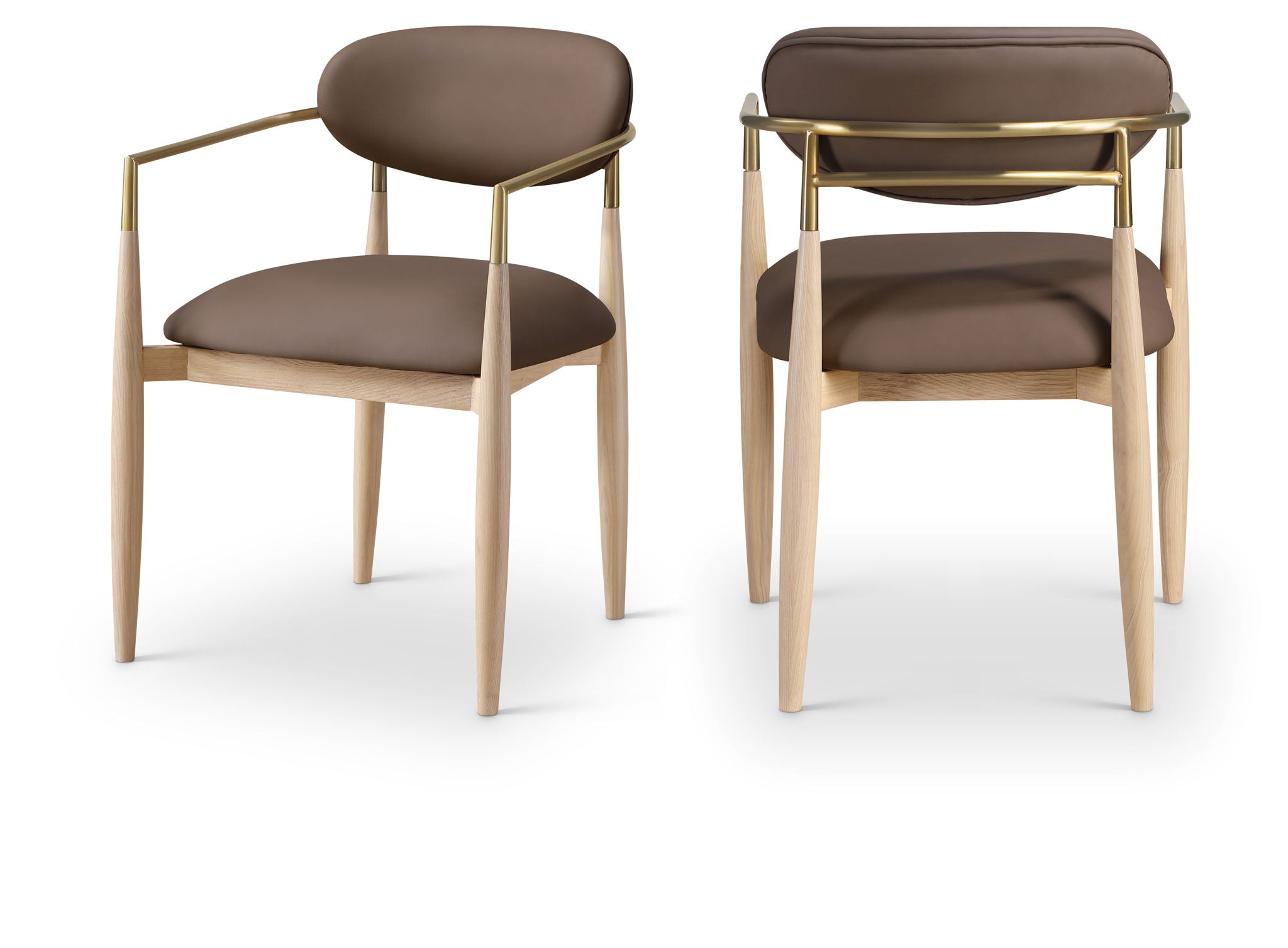 Riccio - Dining Arm Chair (Set of 2) - Natural And Gold Frame