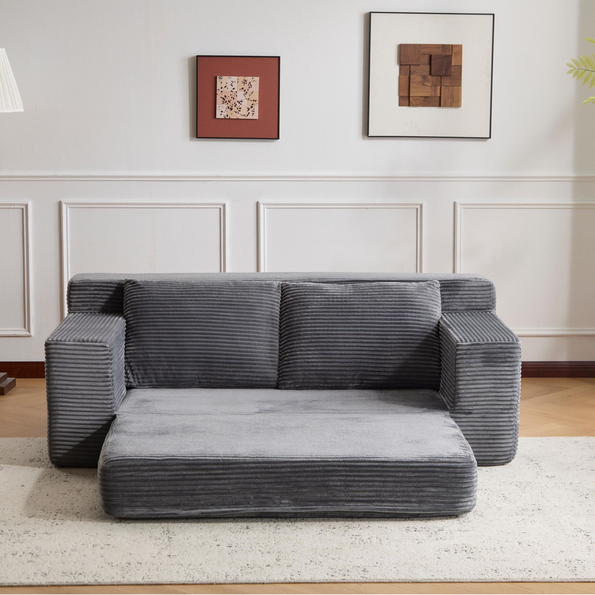 Comfortable Deep Seat Loveseat Sofa Bed, Reversible Cushion With Pillows