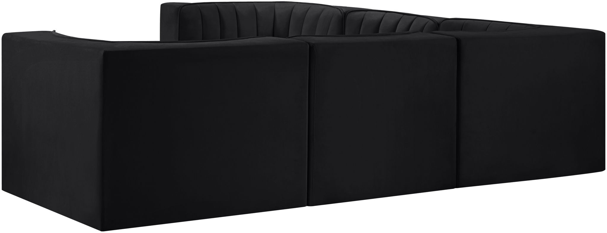 Rummi - Symmetrical Velvet Performance Fabric Upholstered 5 Piece Modular Sectional