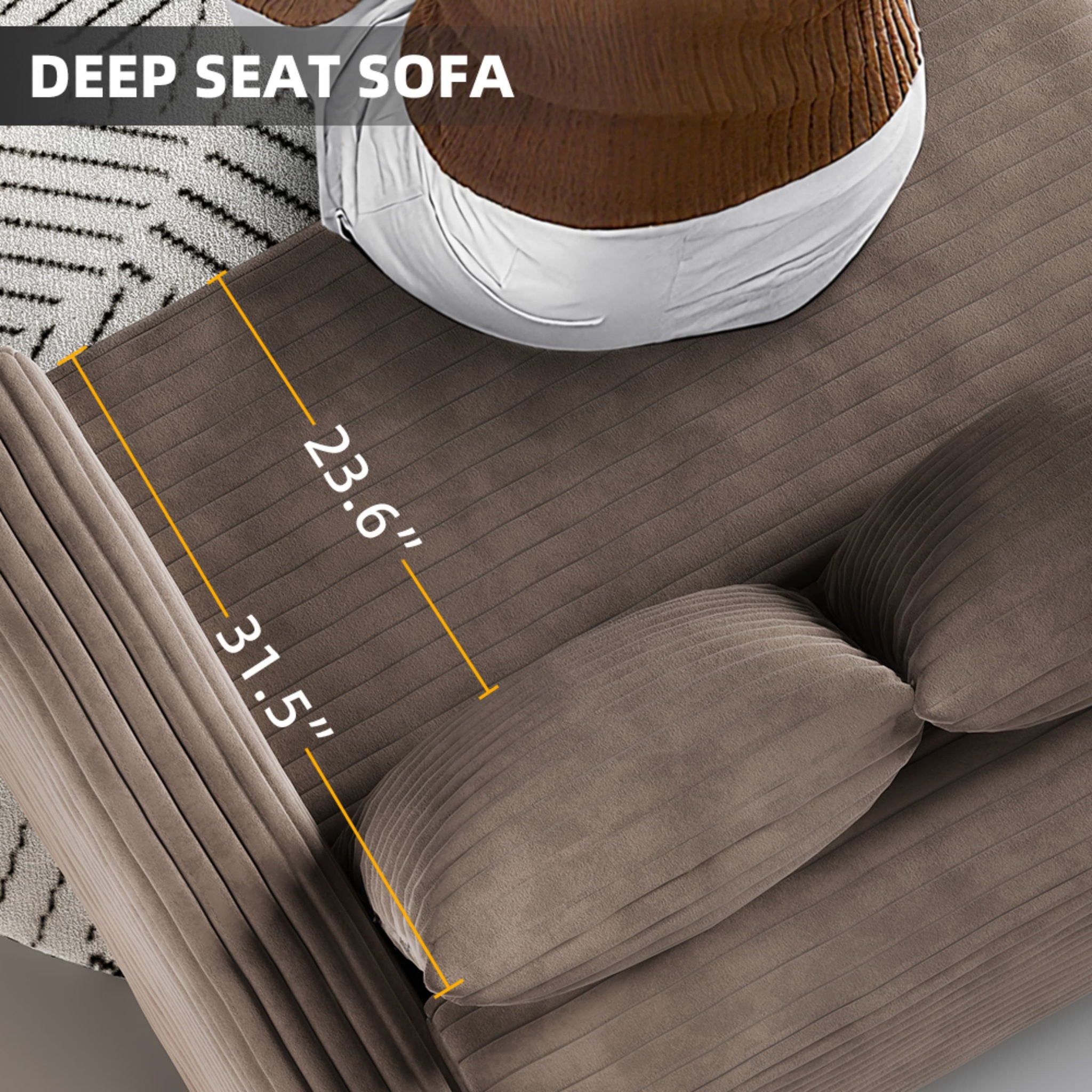 4 Seat Sofa, Modern Comfy Upholstered Sofa Cloud Couch, Deep Seat Couches With Soft Pillows