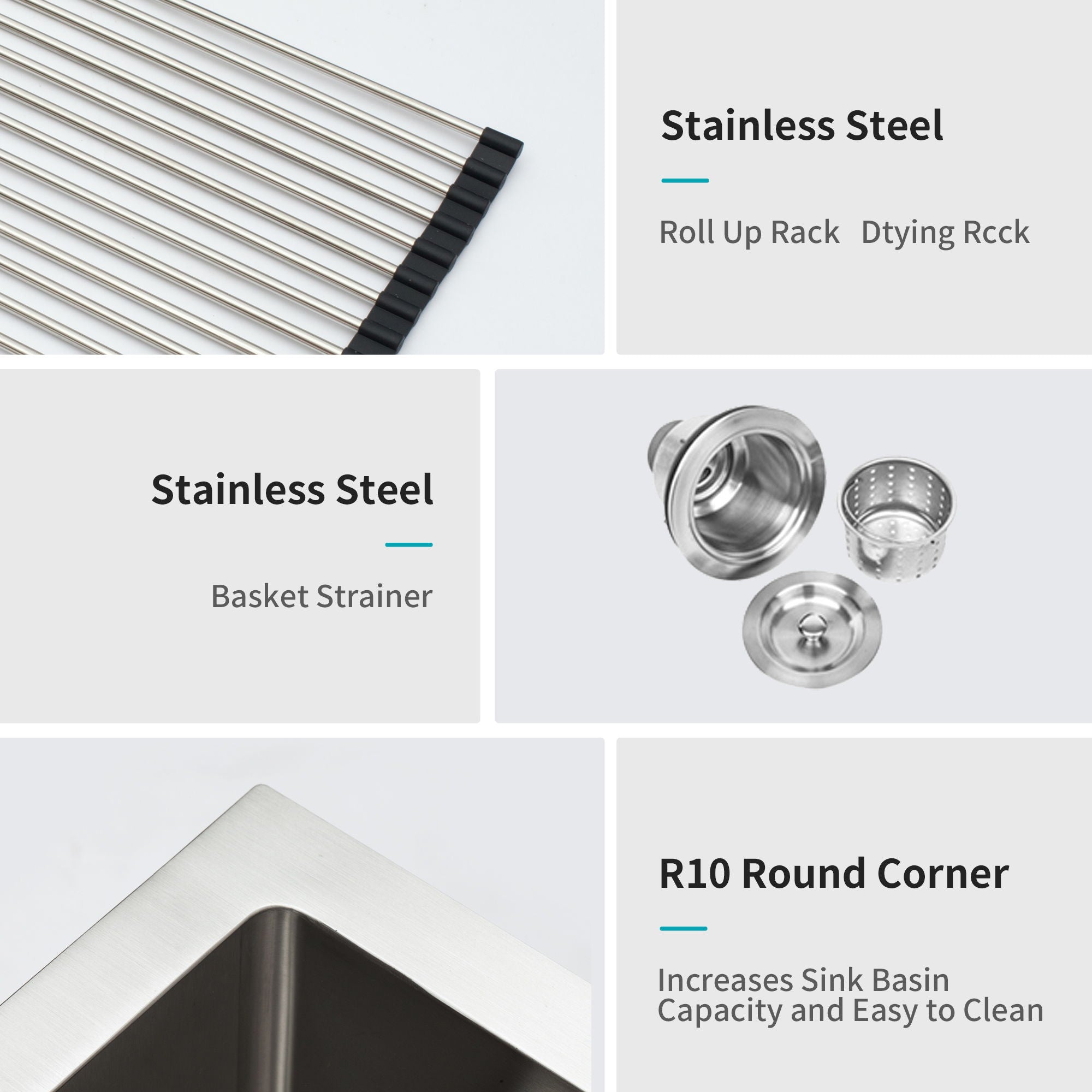 Modern Undermount Stainless Steel Kitchen Sink 16 Gauge, Deep Single Bowl