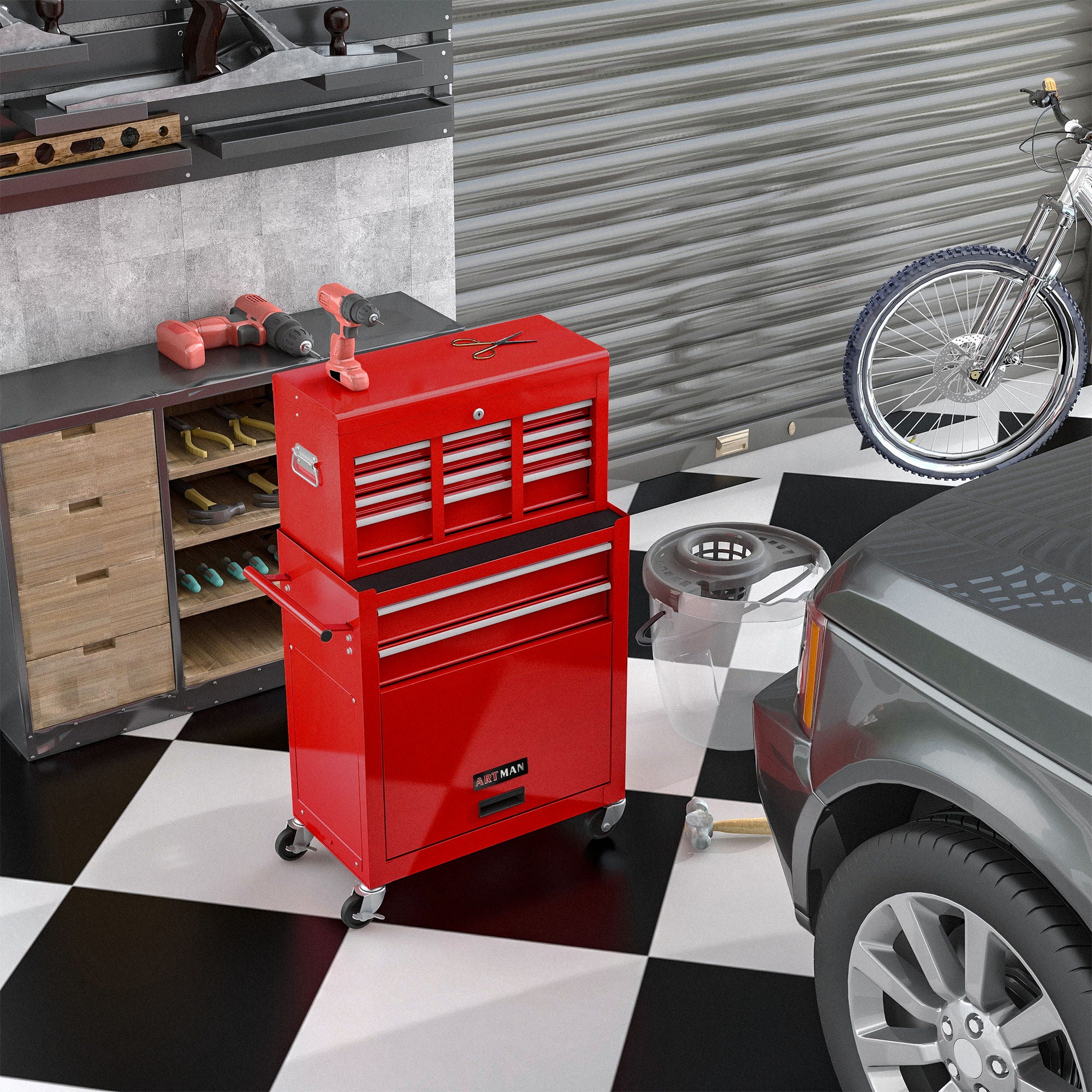 High Capacity Rolling Tool Chest With Wheels And Drawers, Storage Cabinet