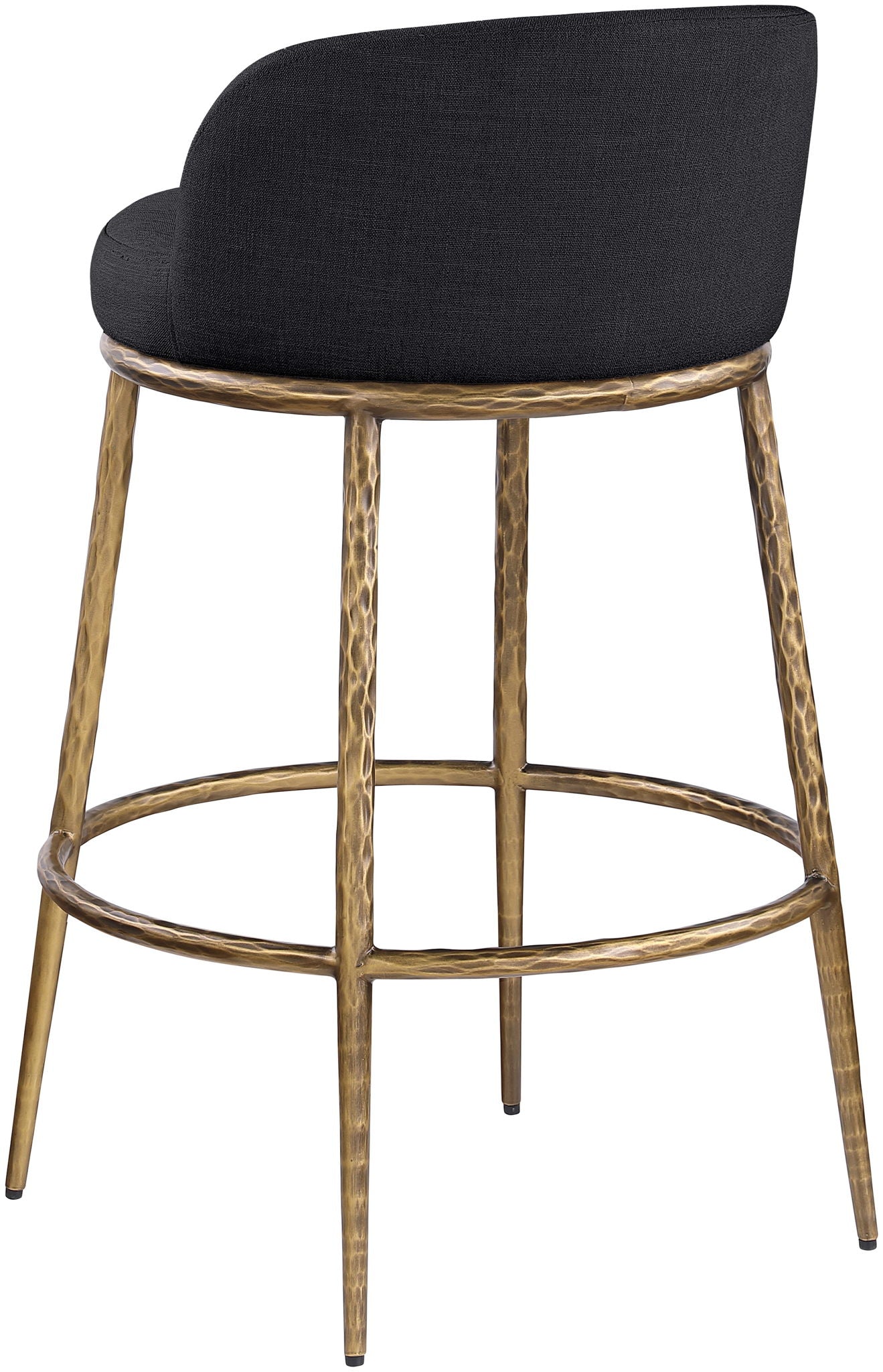 Ferro - Performance Fabric Upholstered Bar Stool - Antique Brass