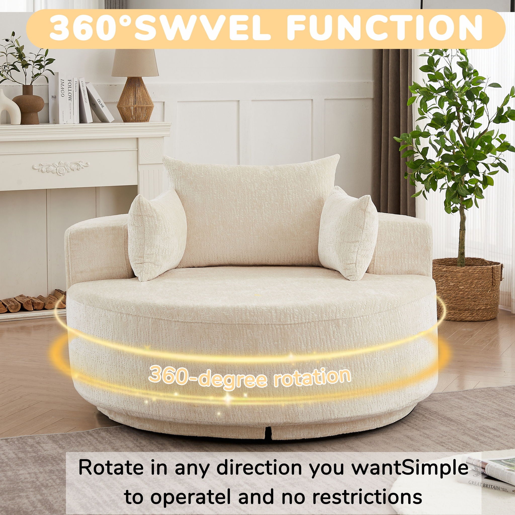 Single 360 Degree Swivel Chair For Living Room