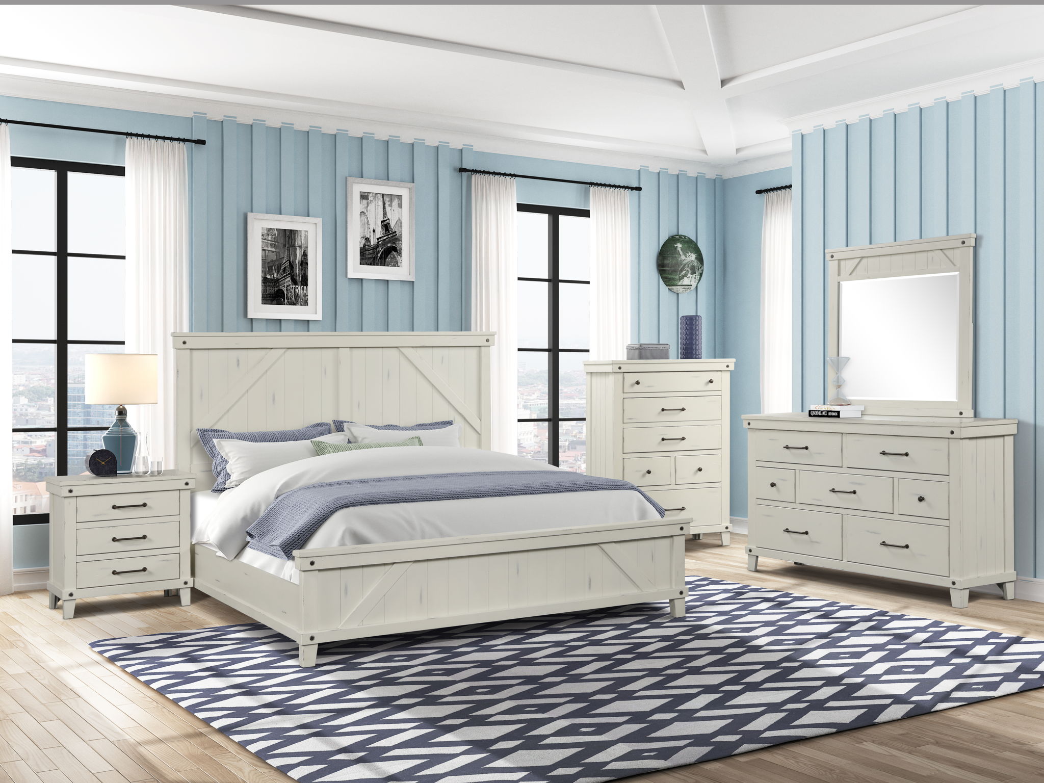 3 Drawer Elegant Nightstand - White