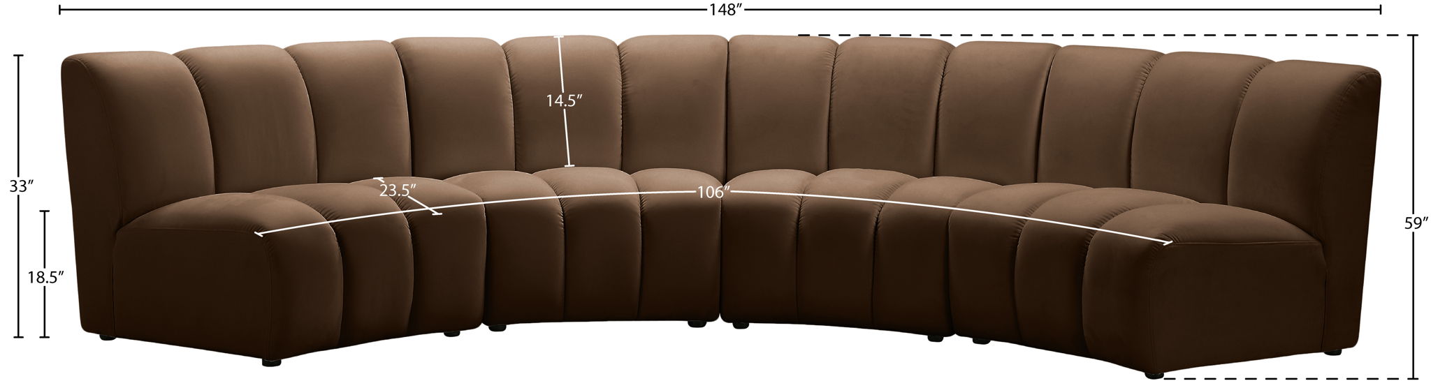 Infinity - 4 Piece Velvet Modular Sectional