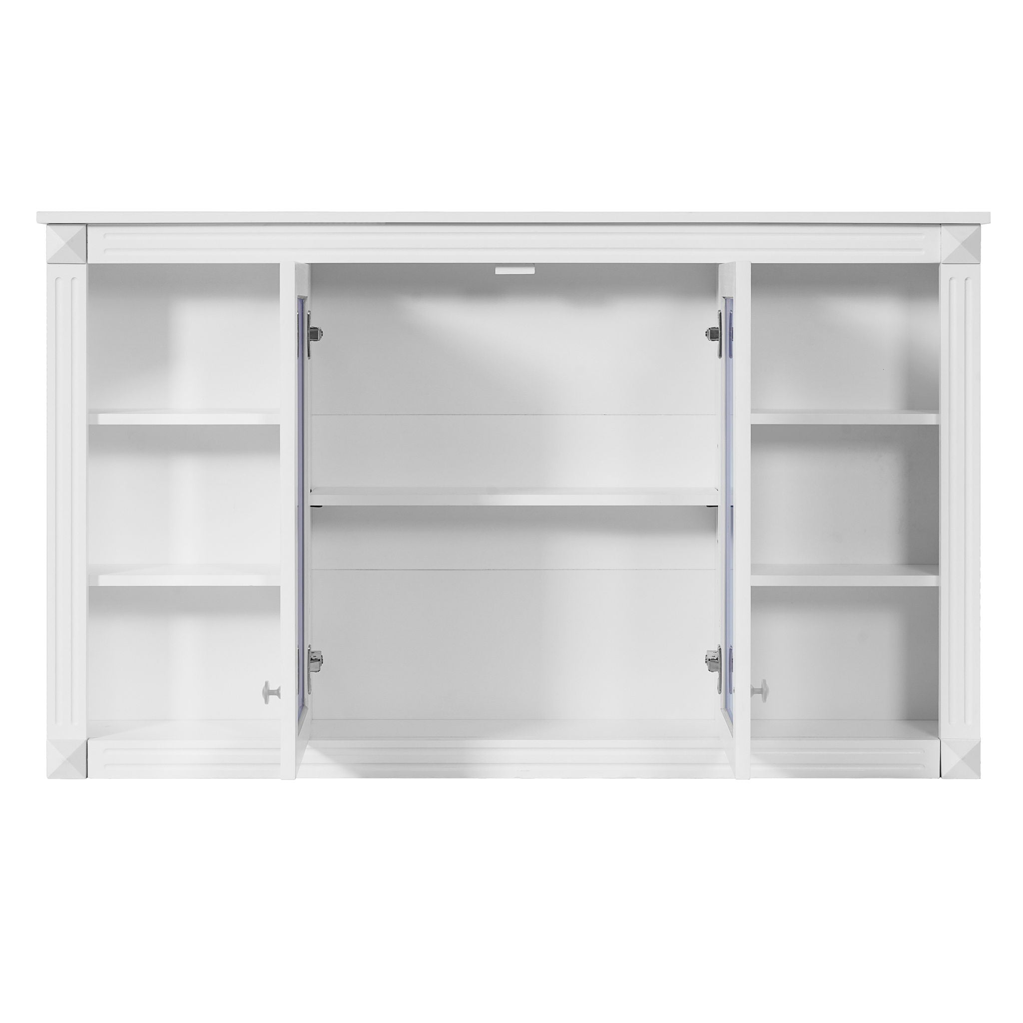 Wall-Mounted Mirror Cabinet With Adjustable Shelf And Open Shelves