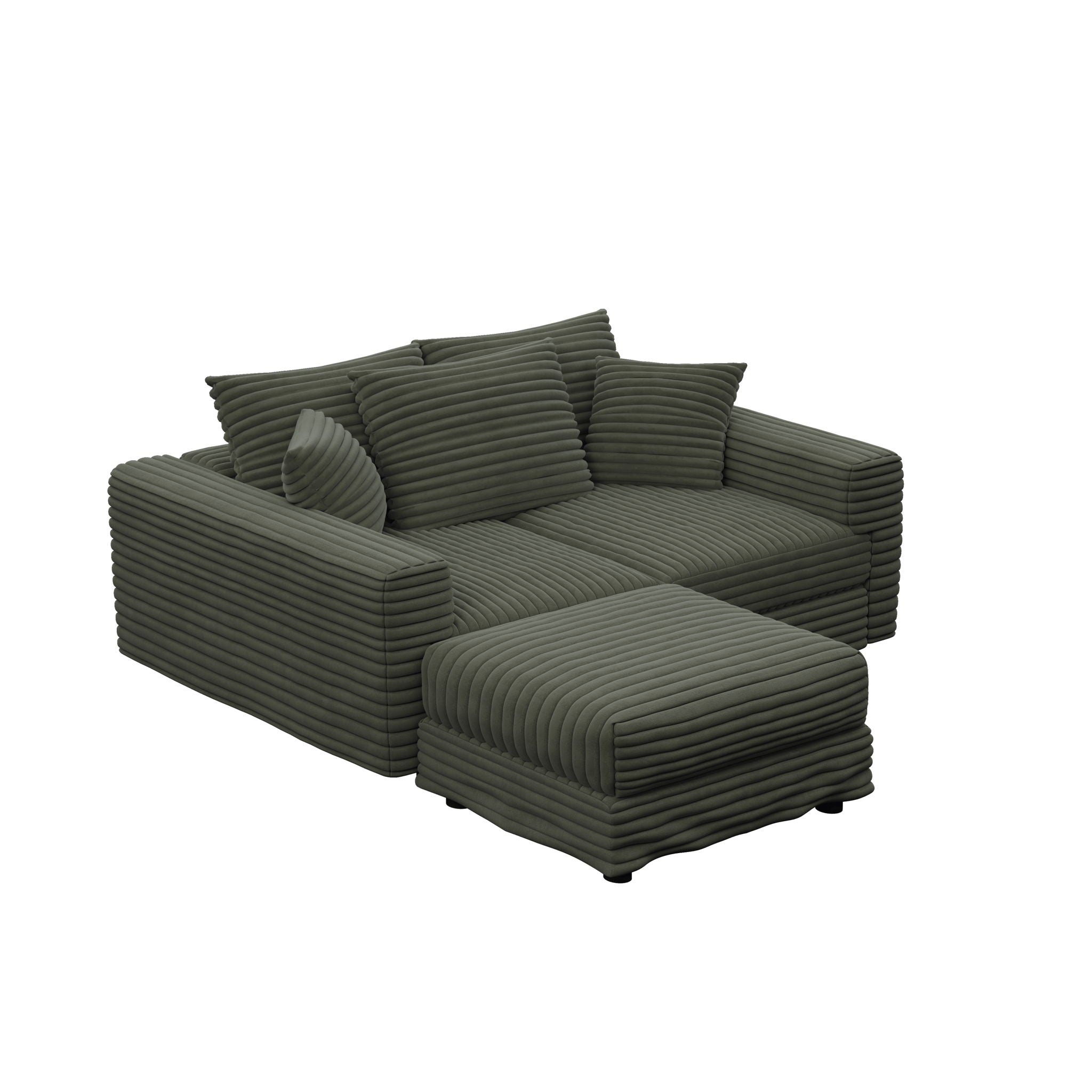 Convertible Deep Seat Sofa With Soft Pillows And Ottomans