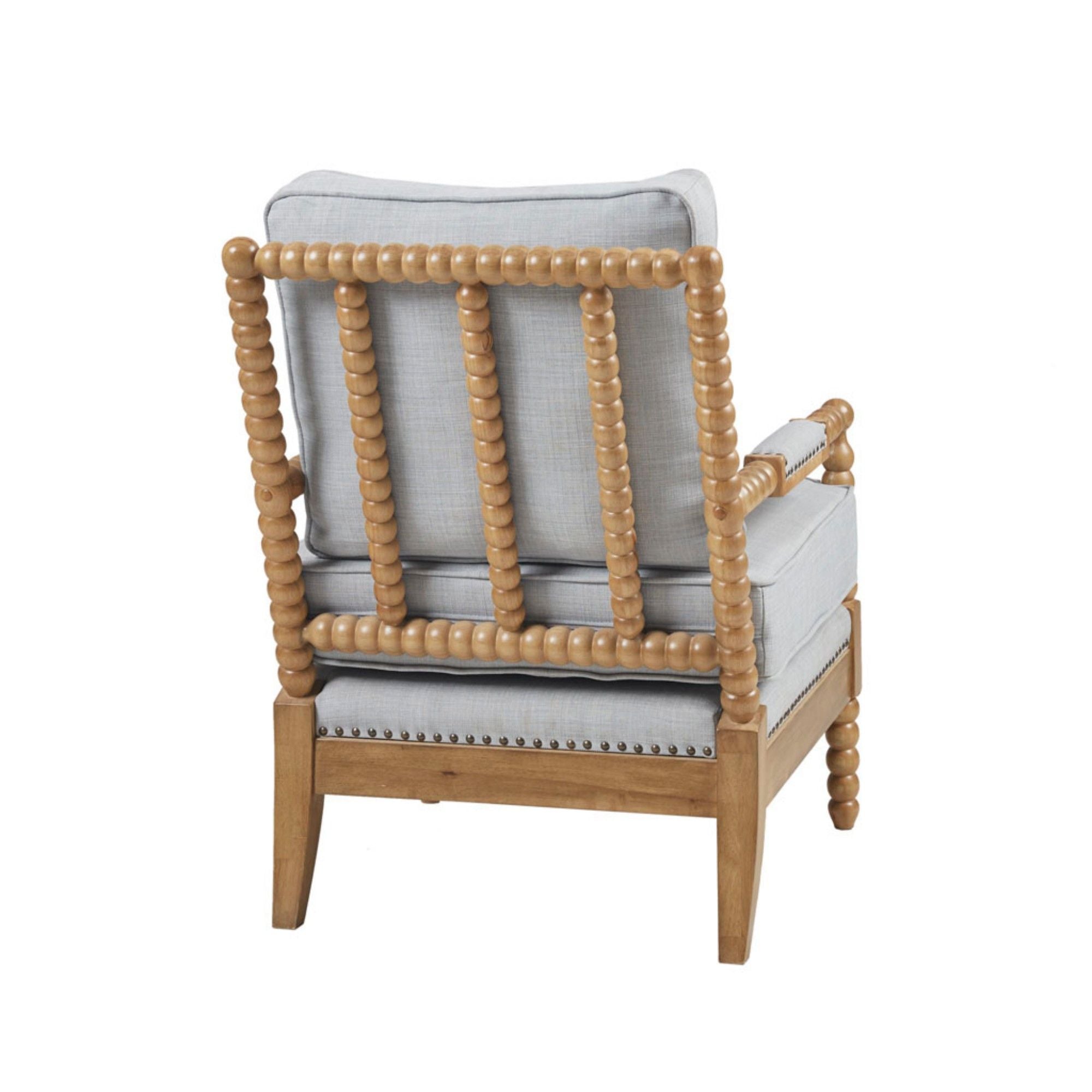 Arm Chair With Open Back Spindle Design, Padded Armrests
