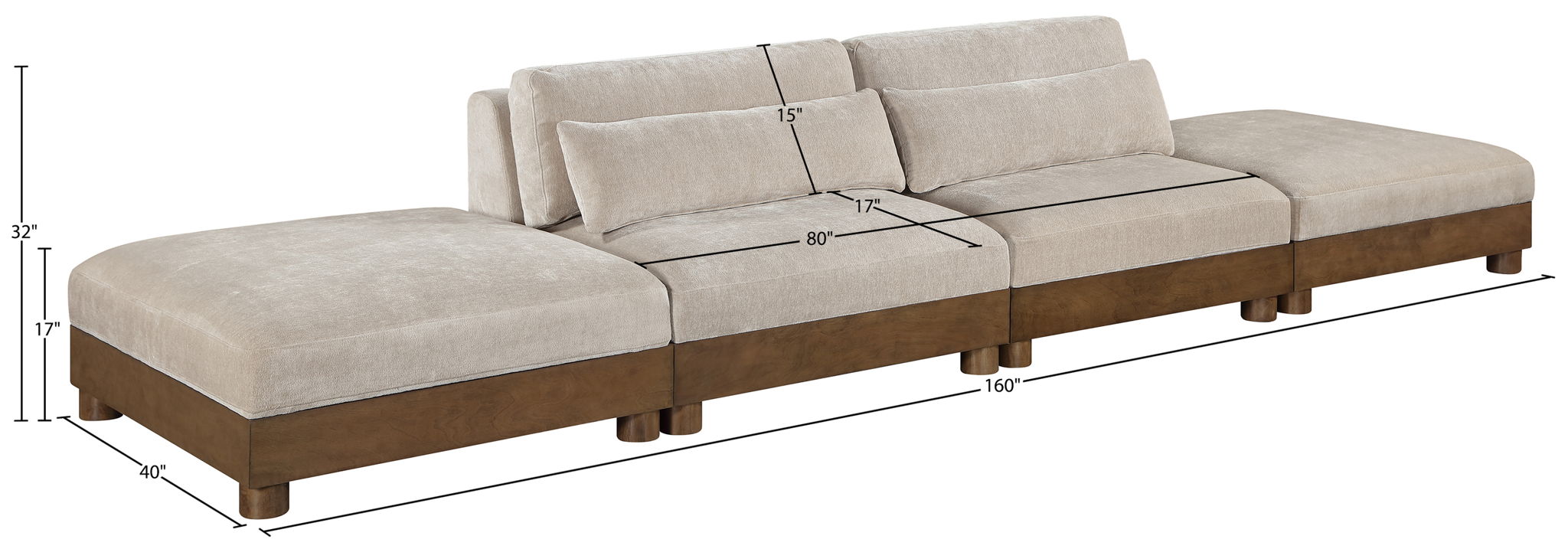Turin - Chenille Fabric Upholstered Modular Sectional - Taupe