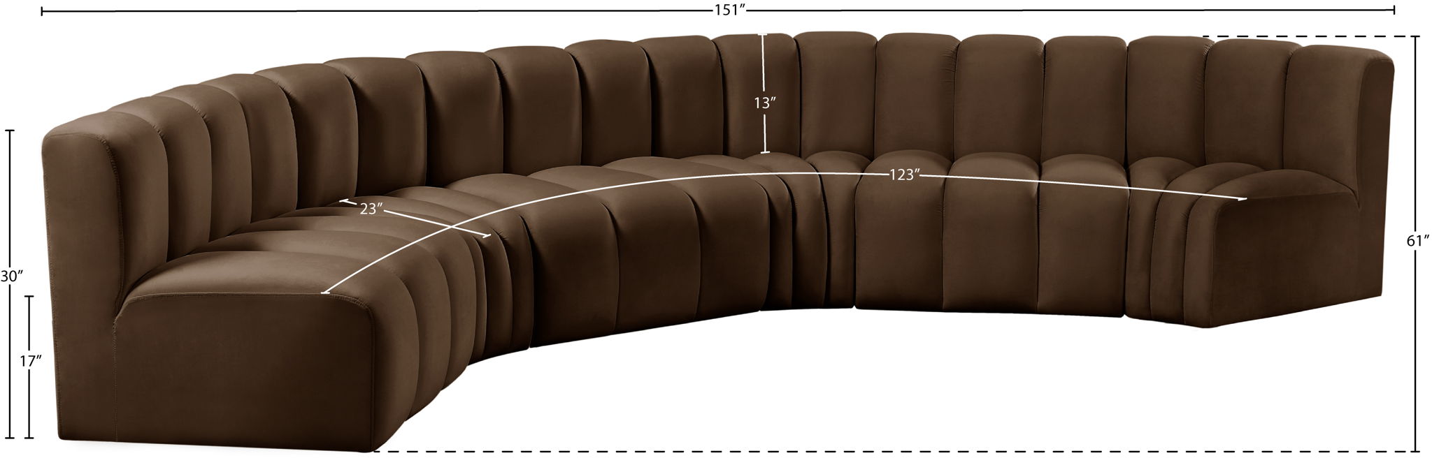 Arc - Velvet 6 Piece U-Shaped Modular Sofa