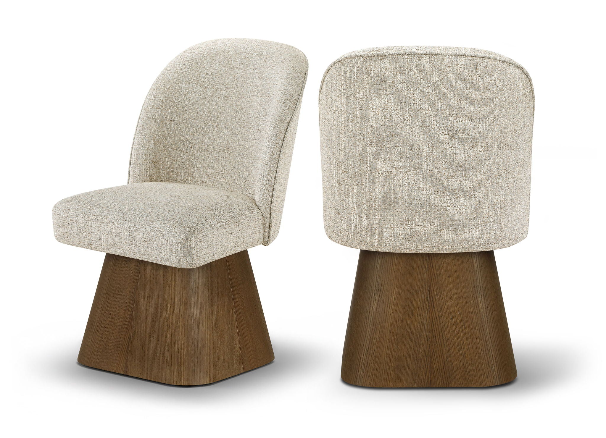 Marlowe - Linen Textured Fabric Upholstered Swivel Dining Side Chair - Stained Brown